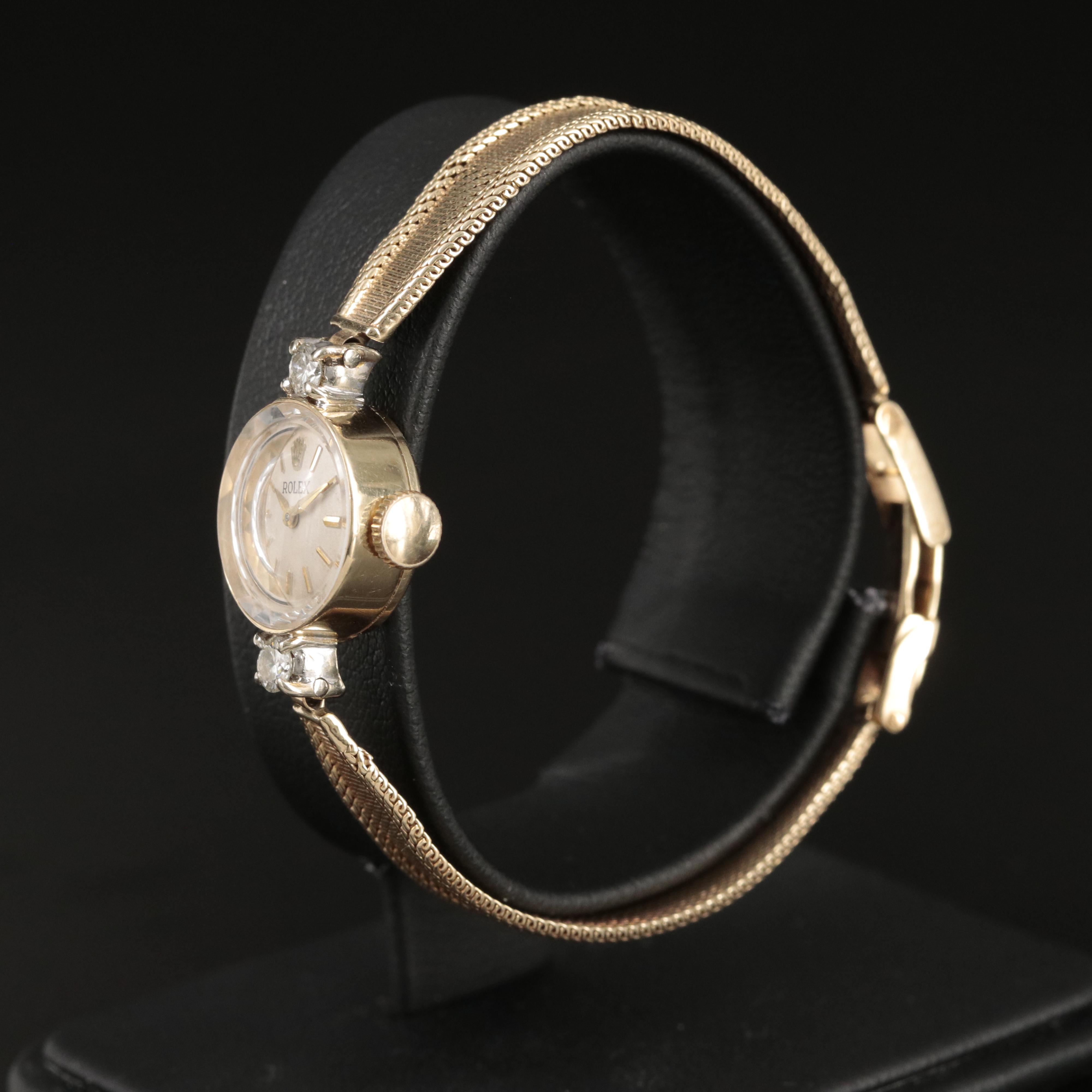 Vintage Rolex 14K and Diamond Watch