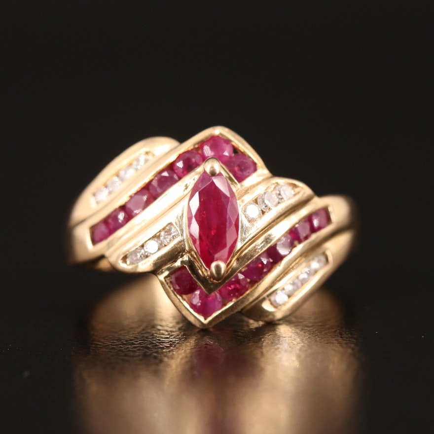 14K Diamond and Ruby Ring