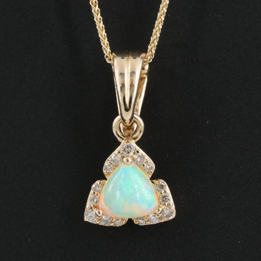 14K Diamond and Opal Enhancer Pendant Necklace