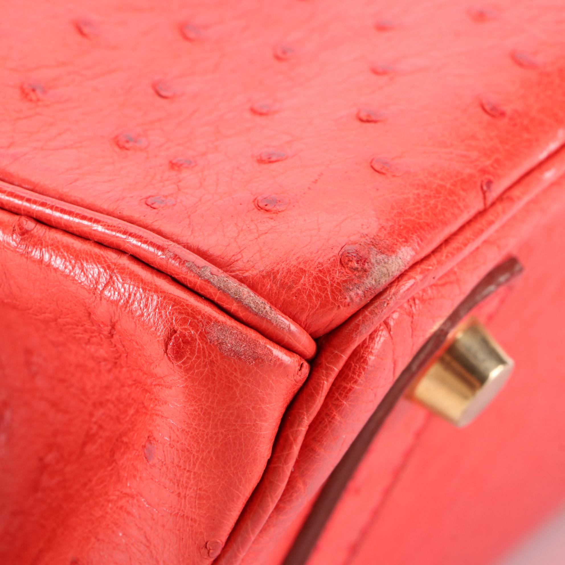 Hermès Birkin 35 Ostrich Leather Satchel in Rouge Vif