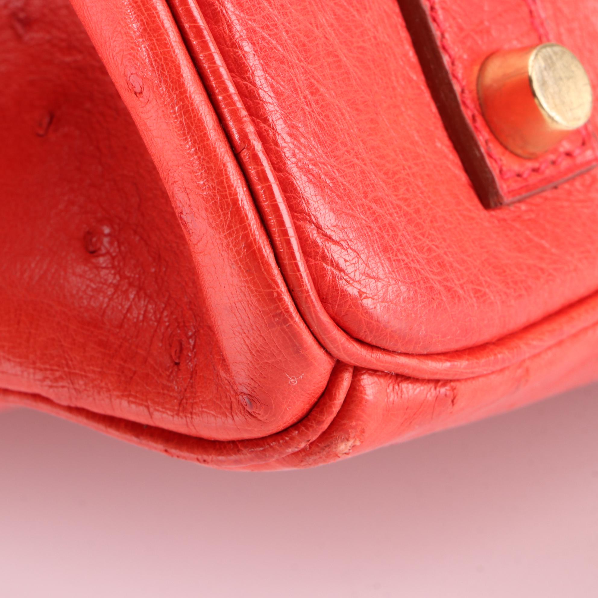 Hermès Birkin 35 Ostrich Leather Satchel in Rouge Vif