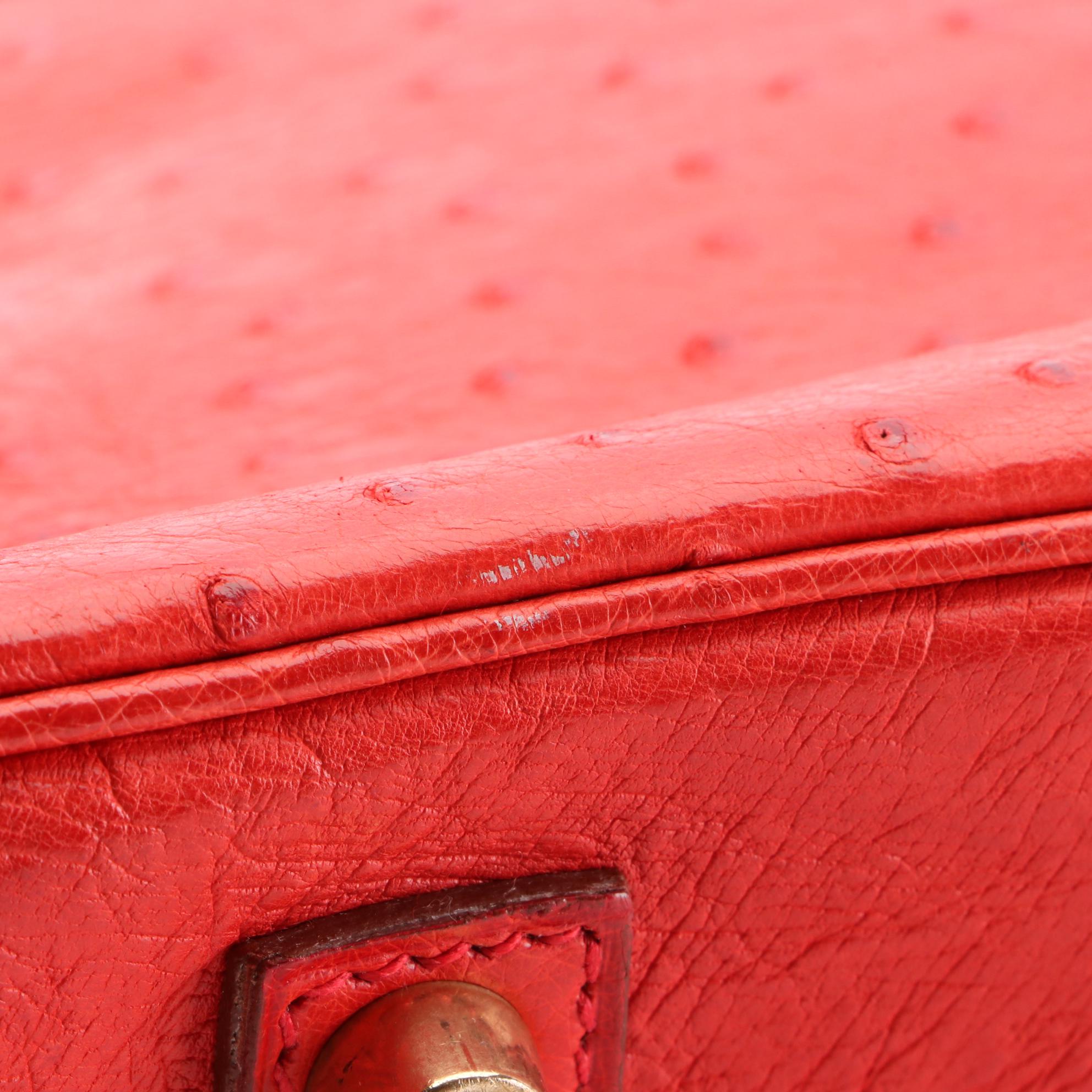 Hermès Birkin 35 Ostrich Leather Satchel in Rouge Vif