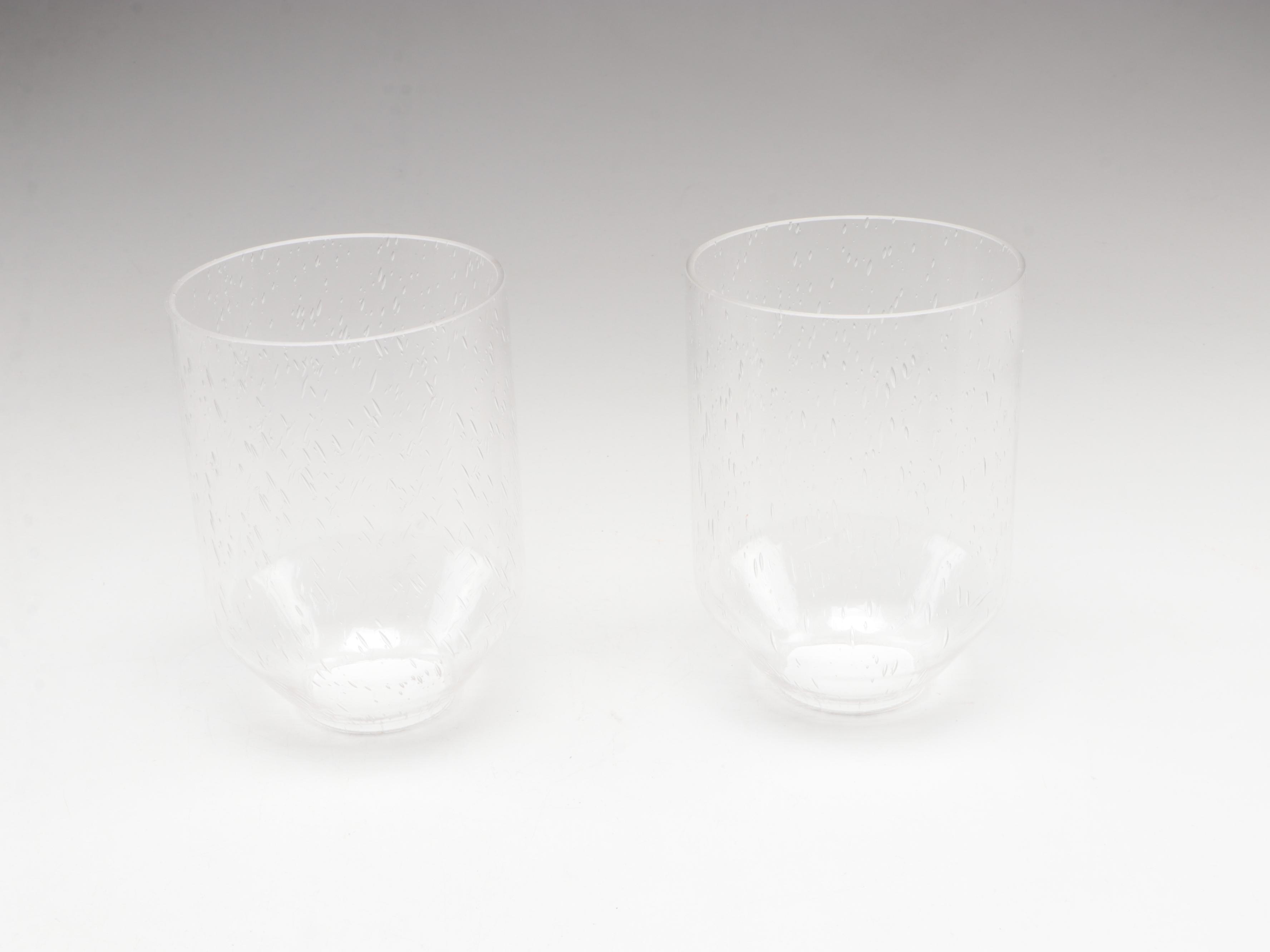 Pair of Brushed Gold Finish Vanity Sconces with Clear Seed Glass Shades