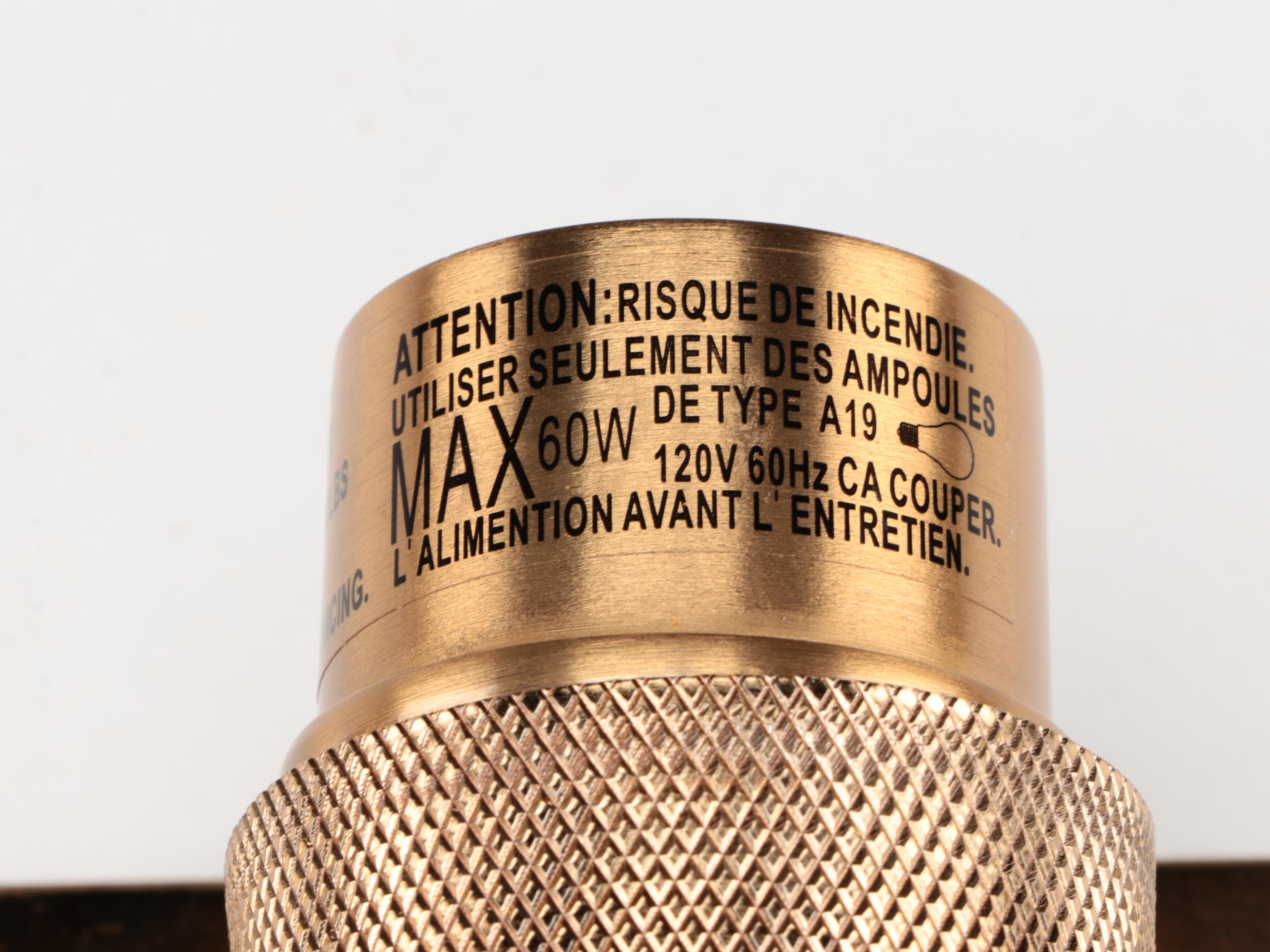 Pair of Brushed Gold Finish Vanity Sconces with Clear Seed Glass Shades