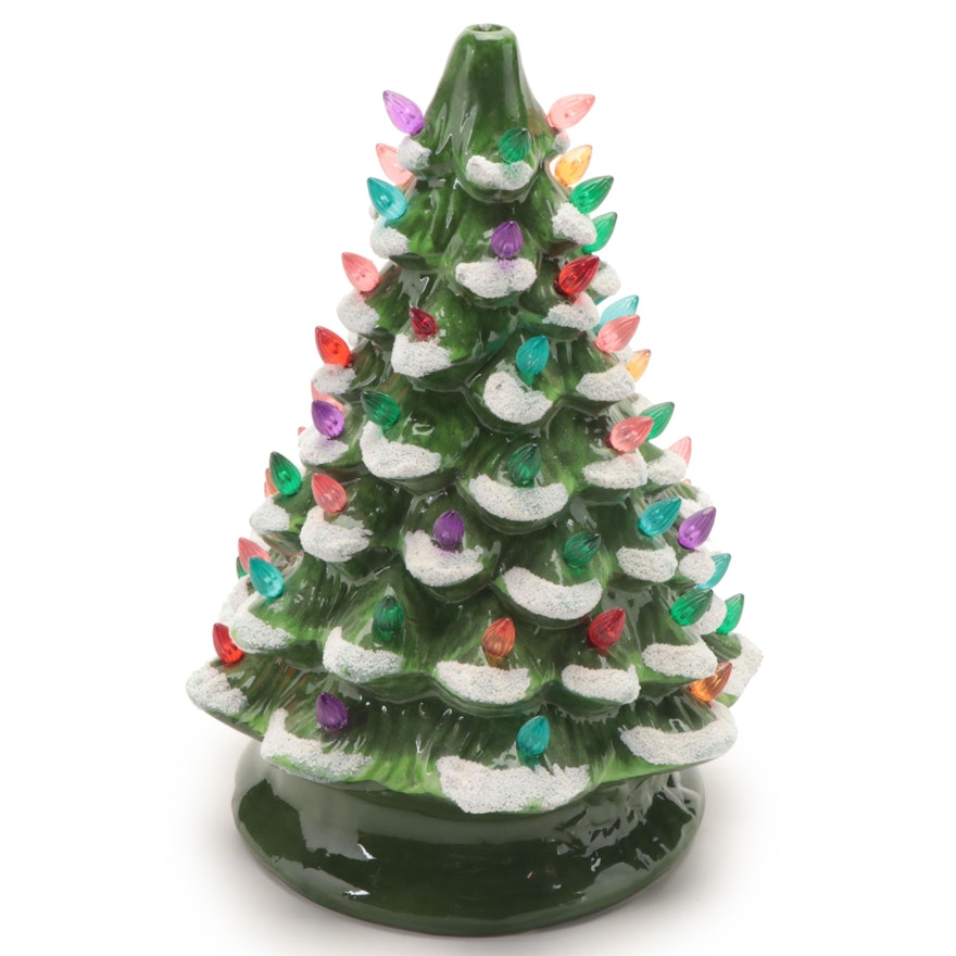 Ceramic Battery Operated Illuminated Christmas Tree