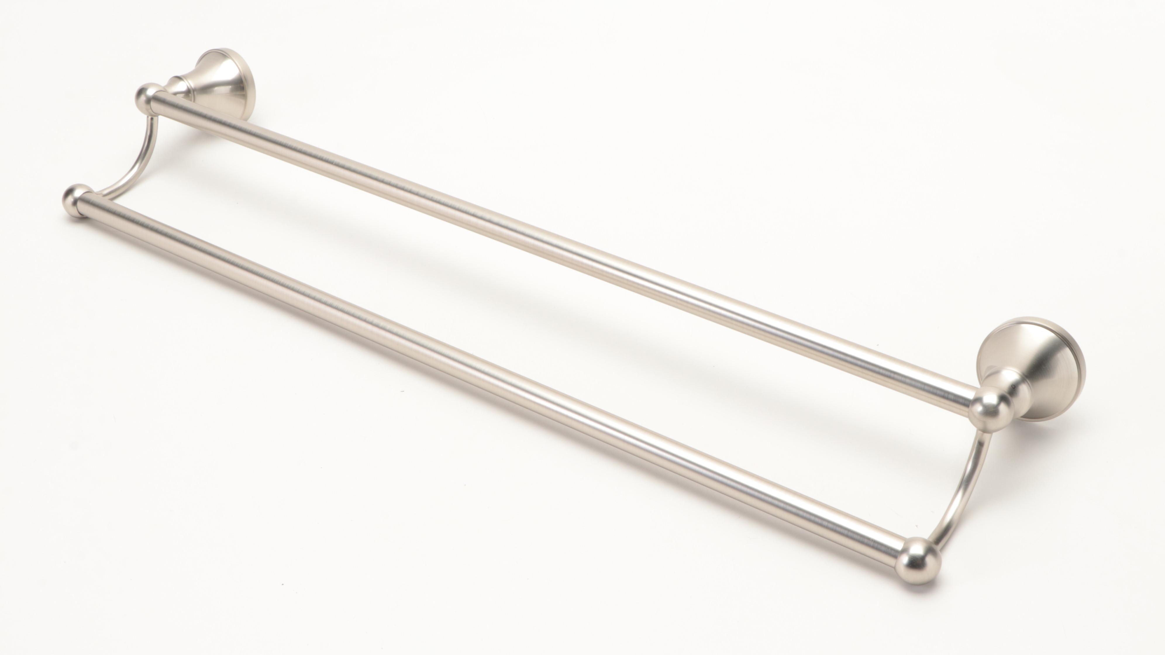 Brushed Nickel Double Towel Bars and Robe Hook