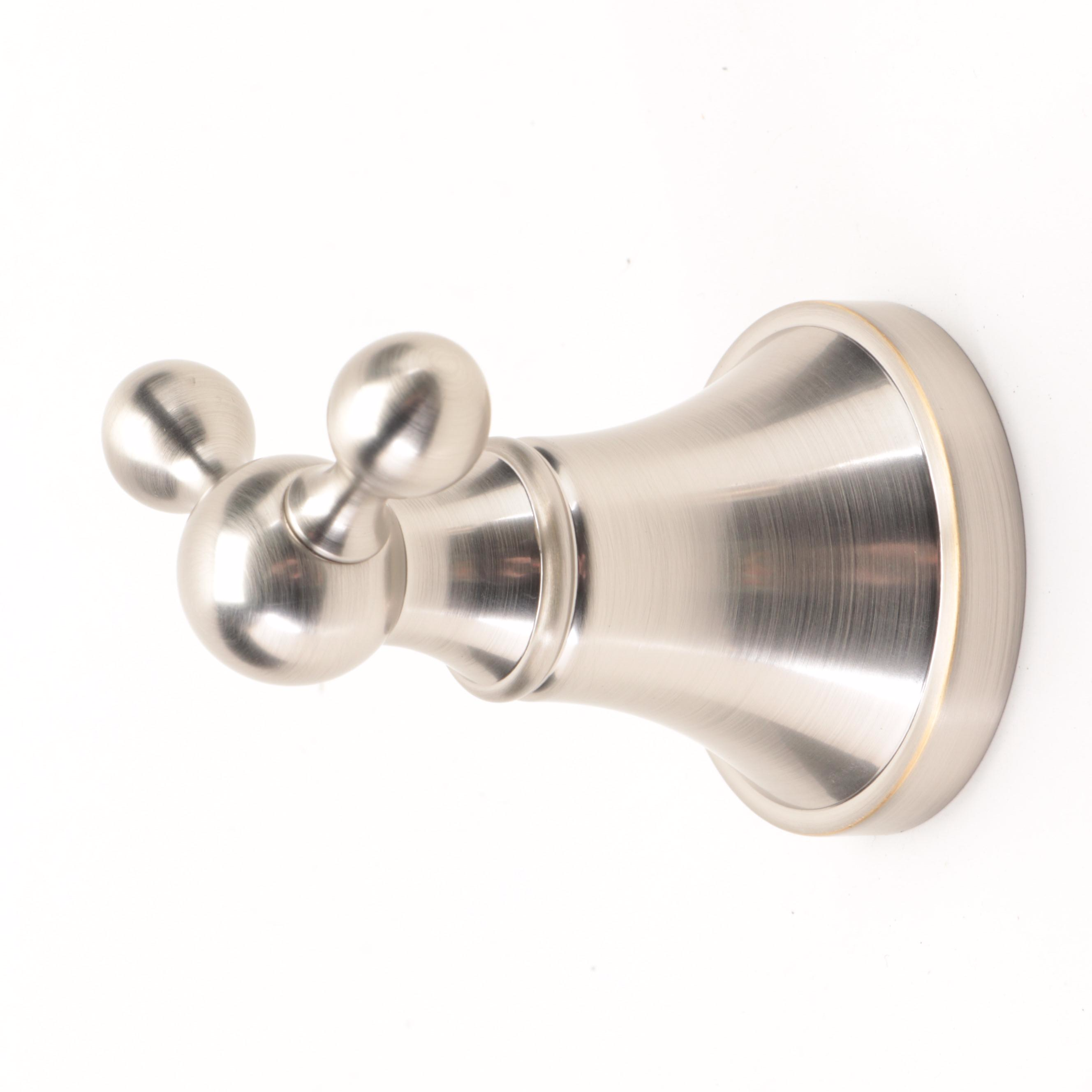 Brushed Nickel Double Towel Bars and Robe Hook