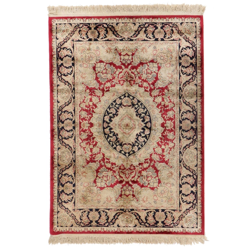 3'3 x 5' Hand-Knotted Art Silk Indo-Persian Kashmar Area Rug