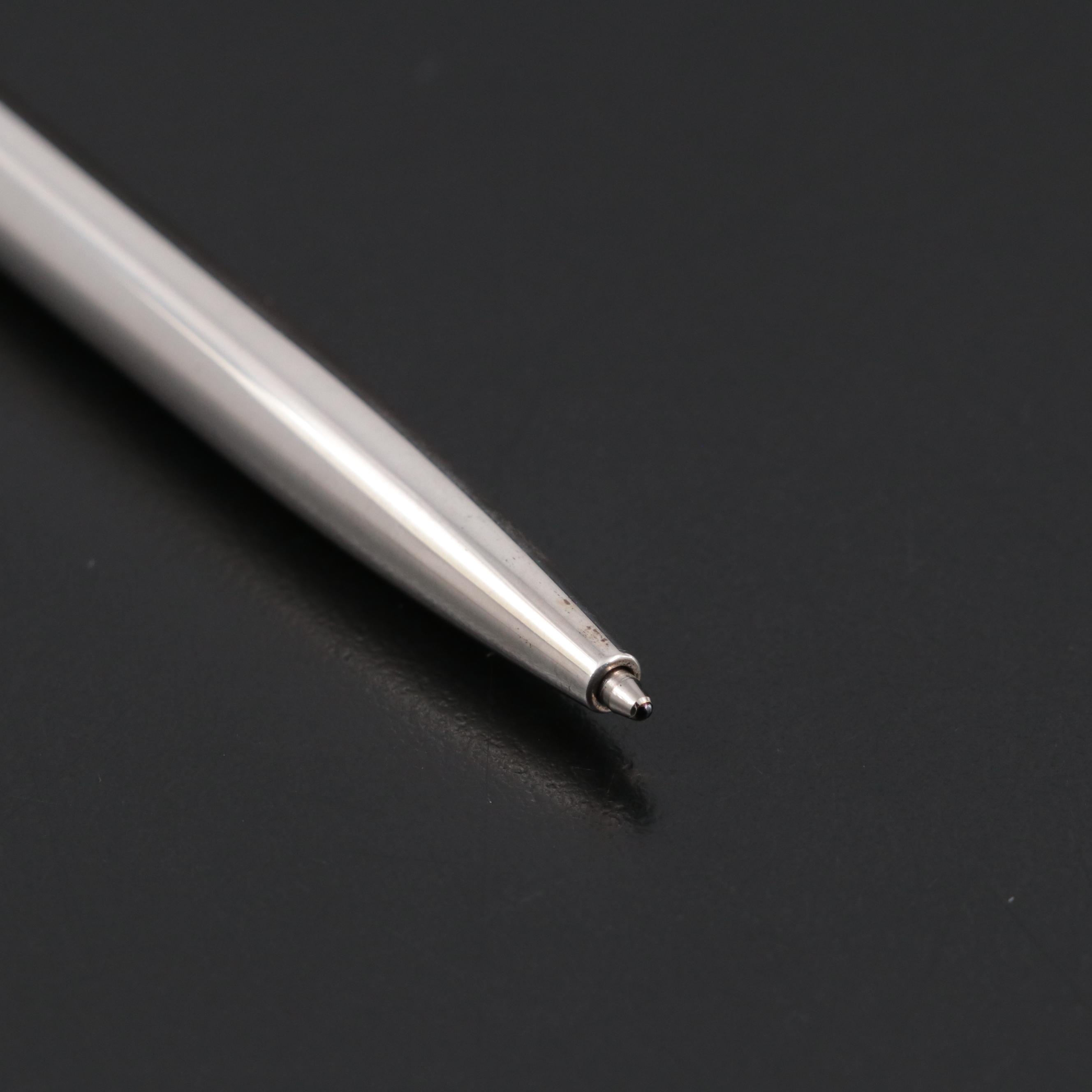 Tiffany & Co. Sterling Silver and Pink Enamel Banded Ballpoint Pen