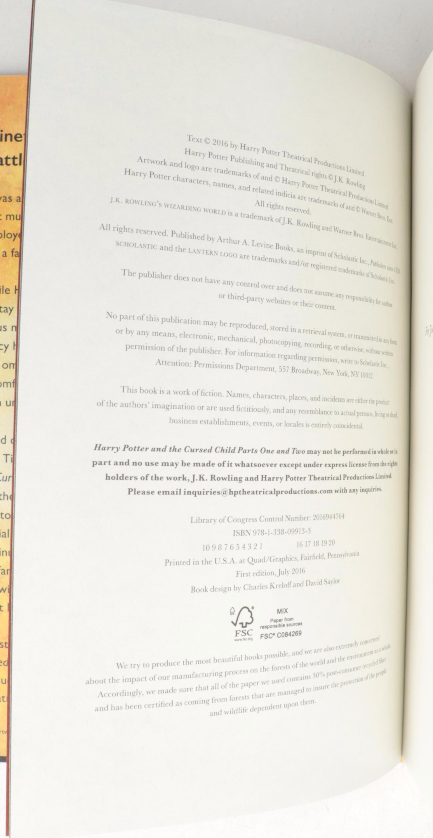 First American Edition "Harry Potter" Complete Series with "The Cursed Child"