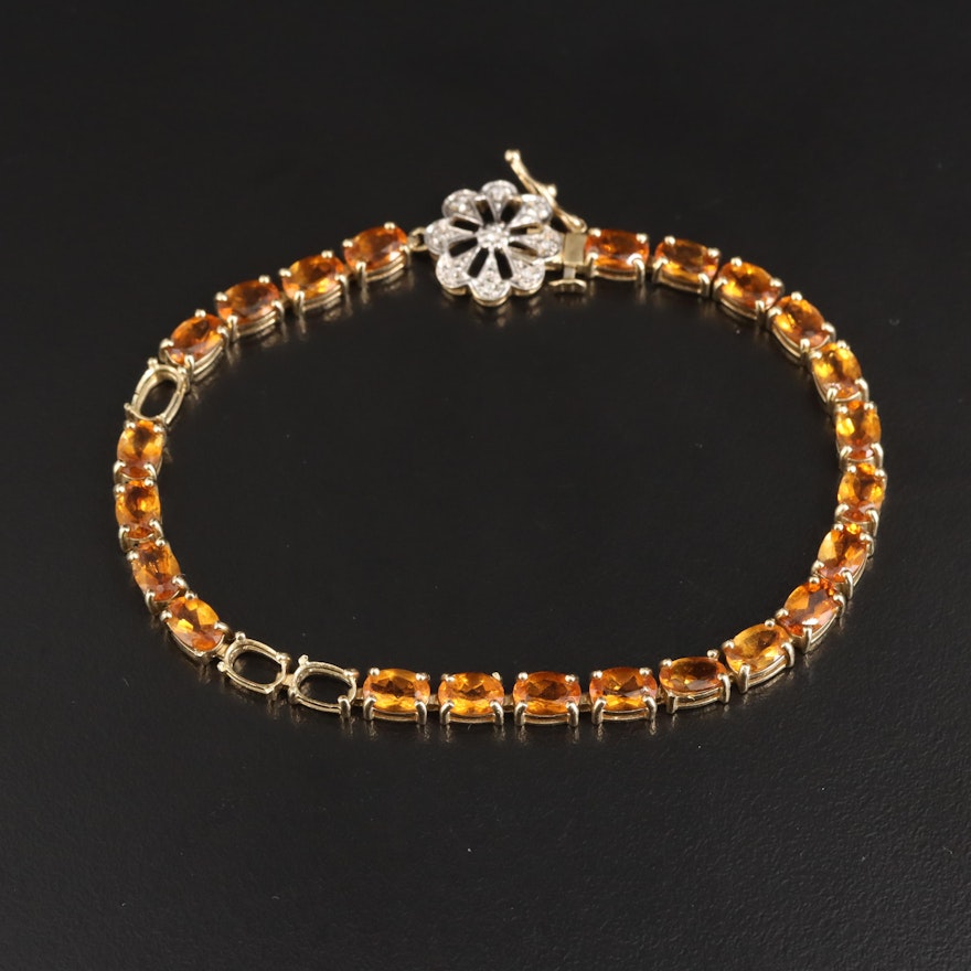 10K Citrine and Diamond Line Bracelet