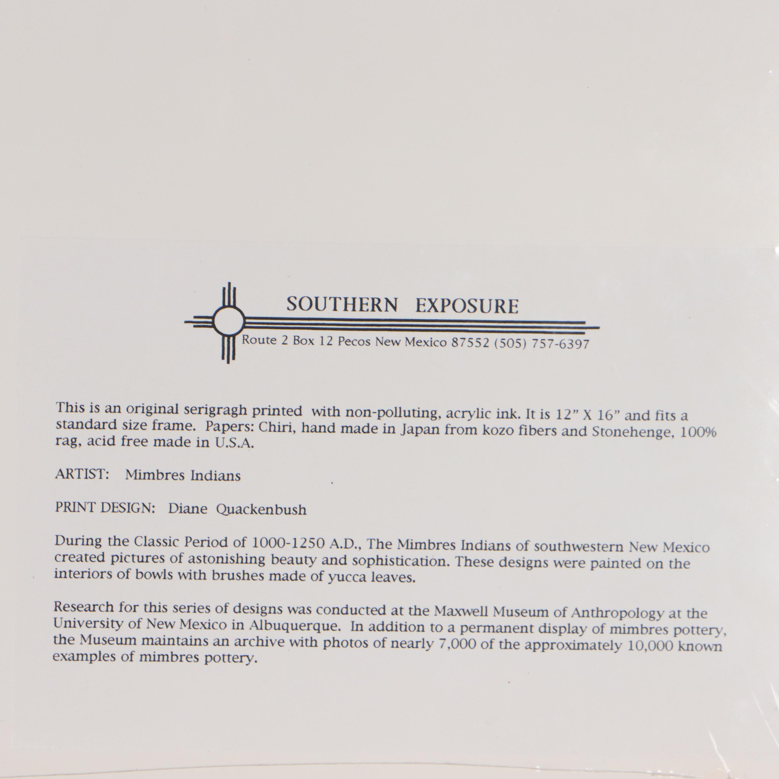 Serigraphs of Native American Mimbres Designs