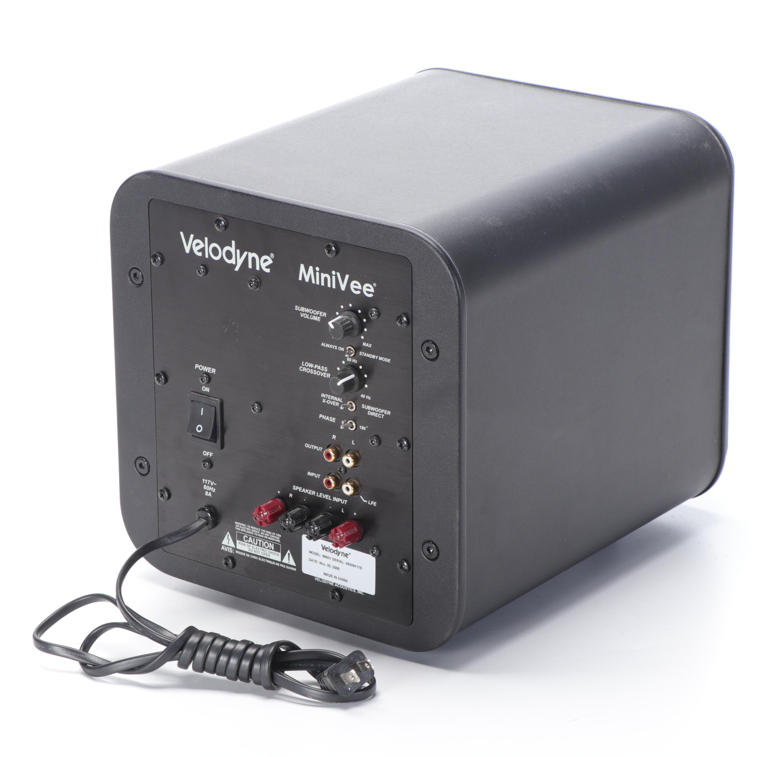 Velodyne MiniVee Subwoofer With Pair of ELAC Debut Floor Standing Speakers