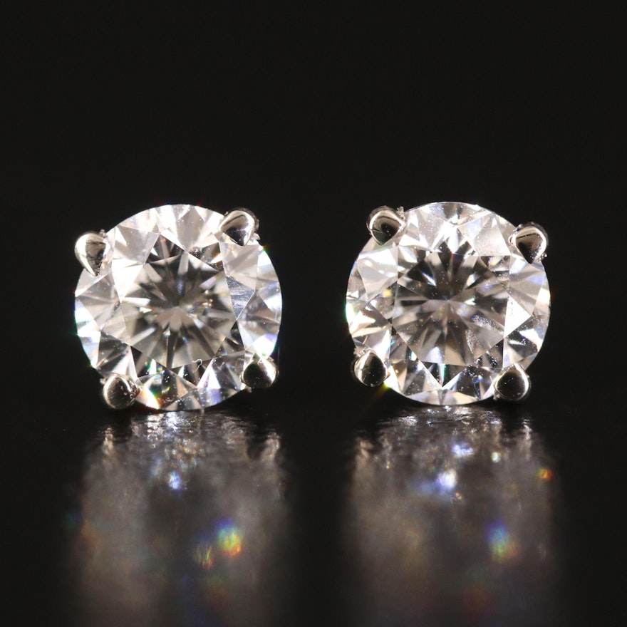 14K 1.49 CTW Diamond Stud Earrings with GIA Reports