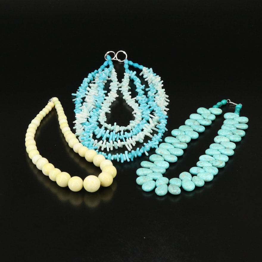 Sterling Coral and Magnesite Necklace Selection
