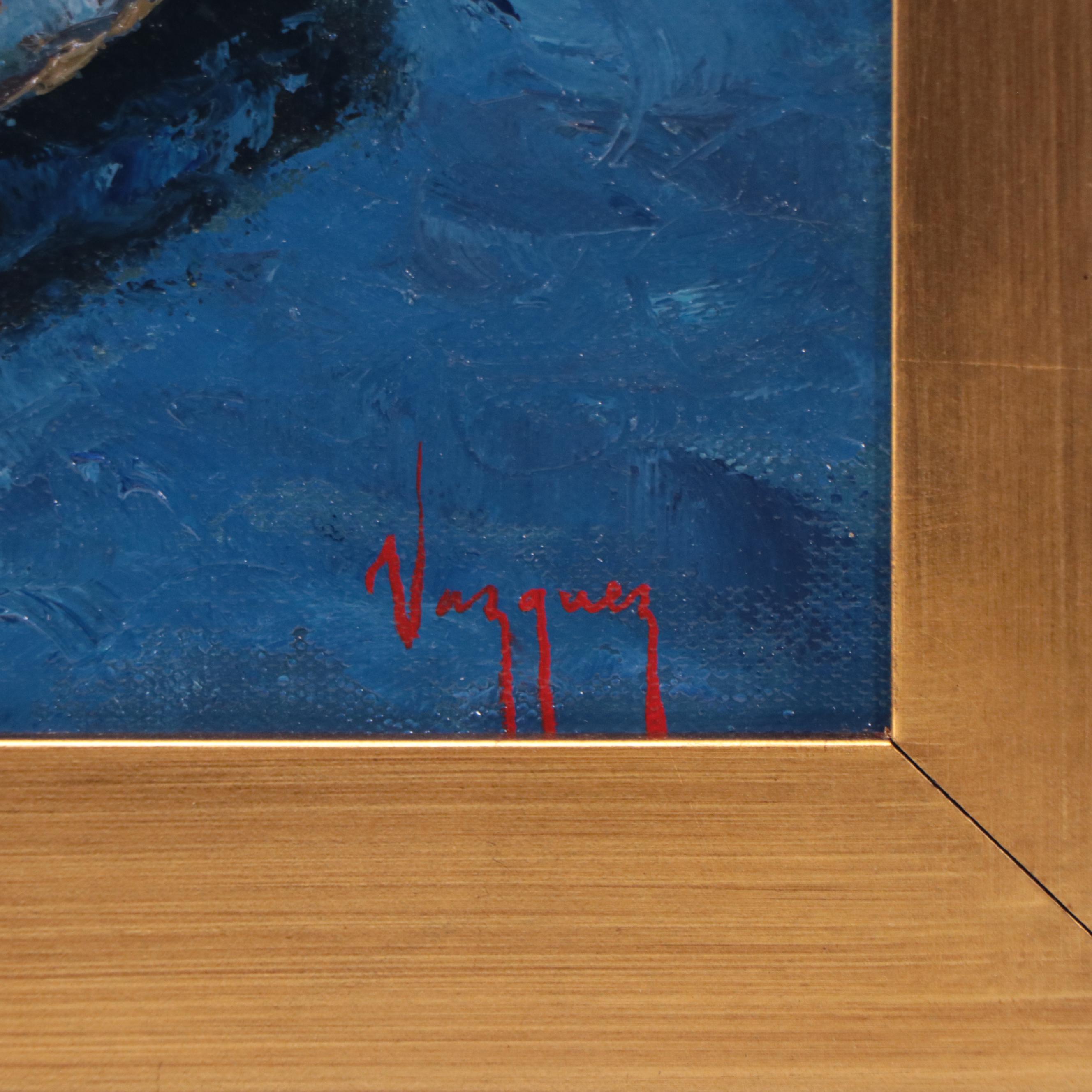 Marcus Vazquez Oil Painting of Rowboat, 2022