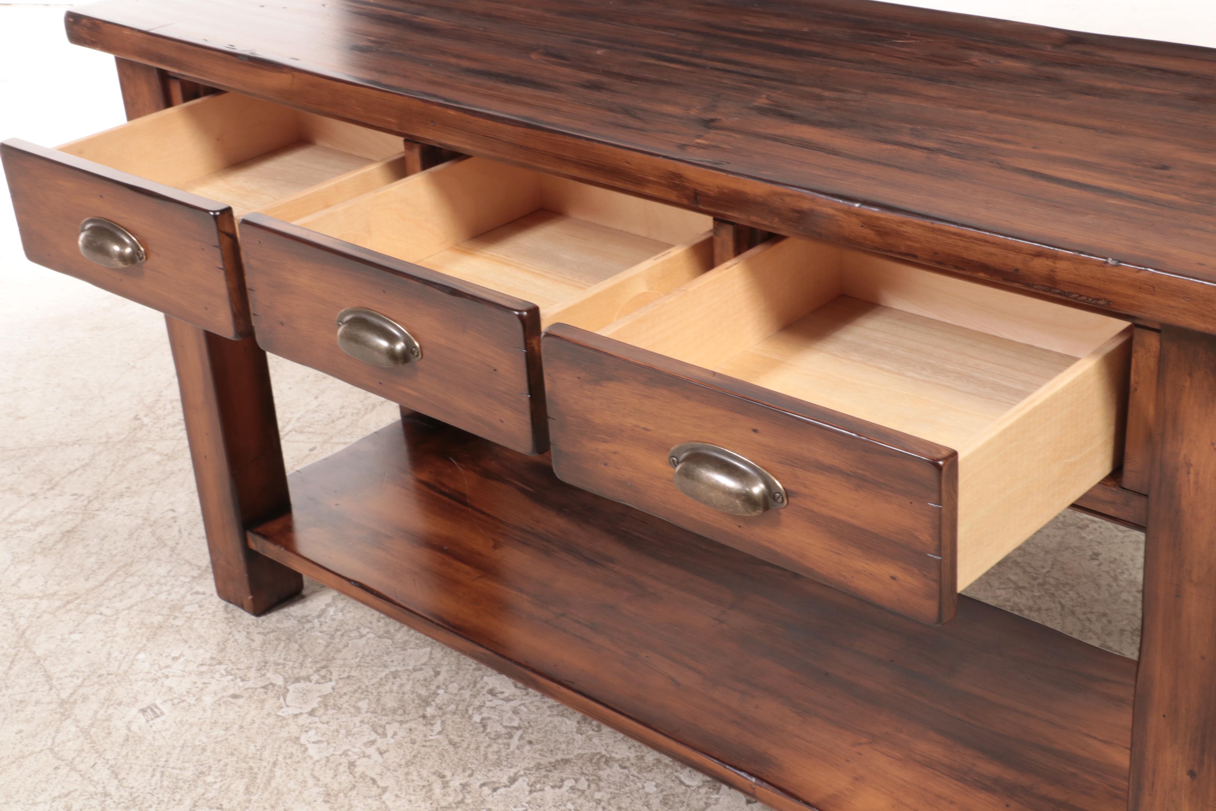 Pottery Barn "Morgan" Hardwood Three-Drawer Console Table
