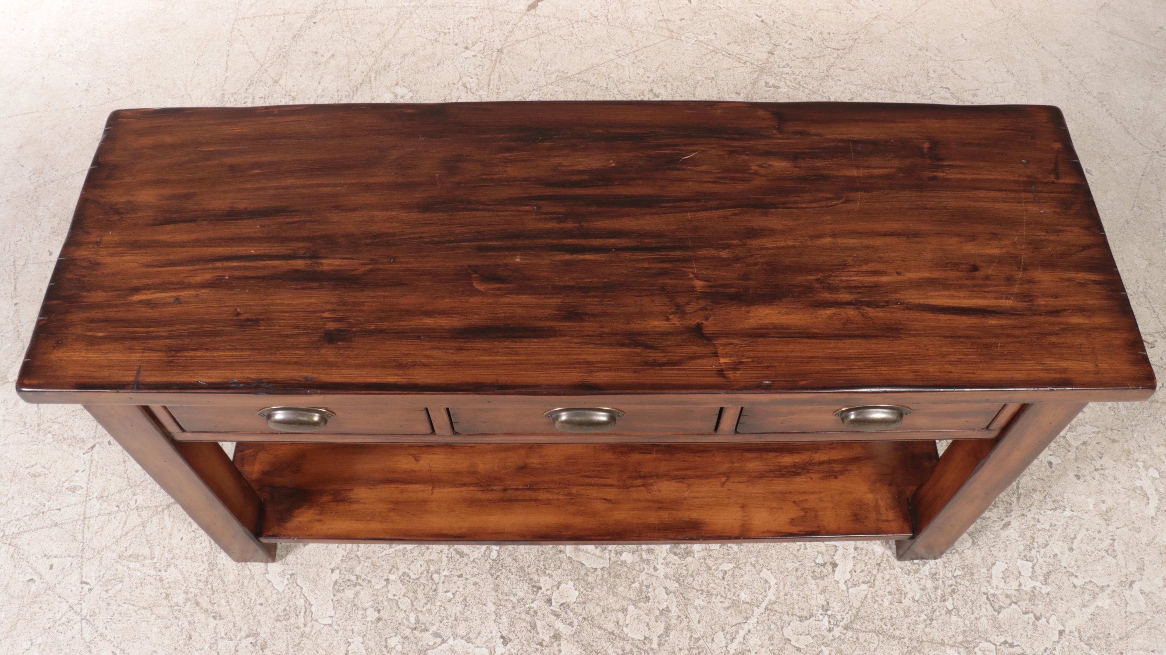Pottery Barn "Morgan" Hardwood Three-Drawer Console Table