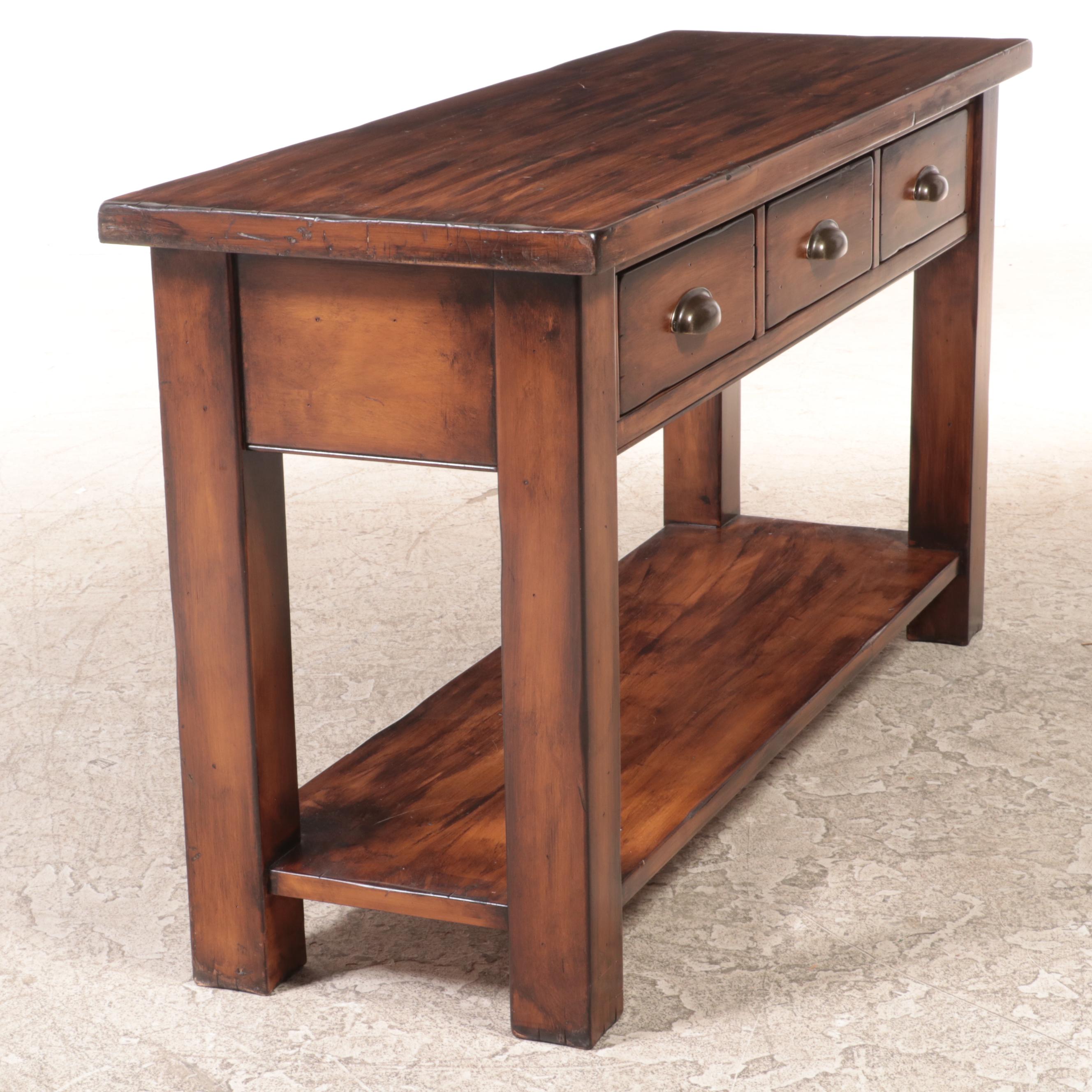 Pottery Barn "Morgan" Hardwood Three-Drawer Console Table