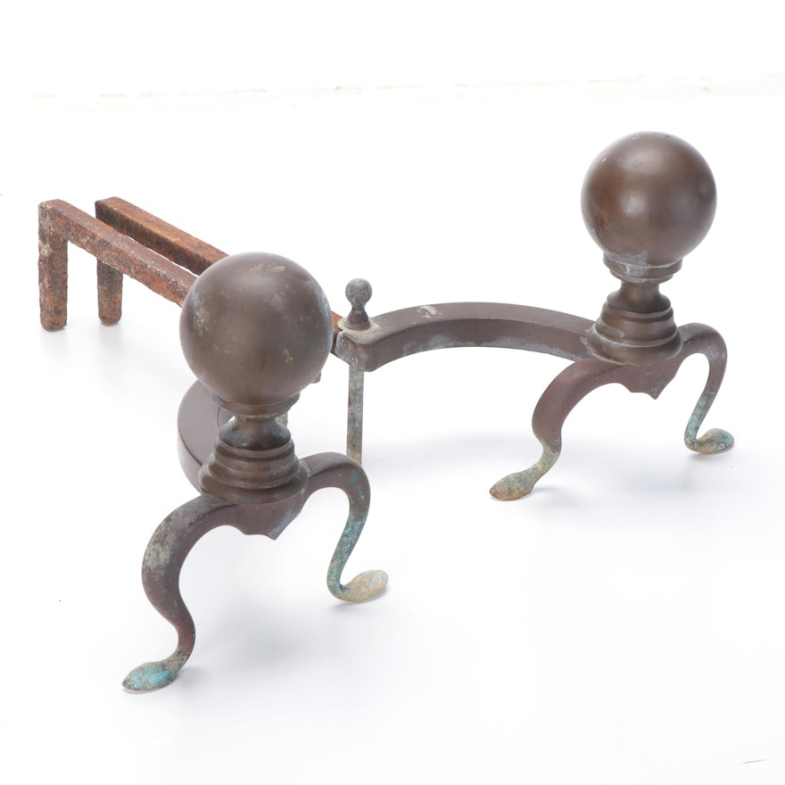 Pair of Cast Iron Fireplace Andirons