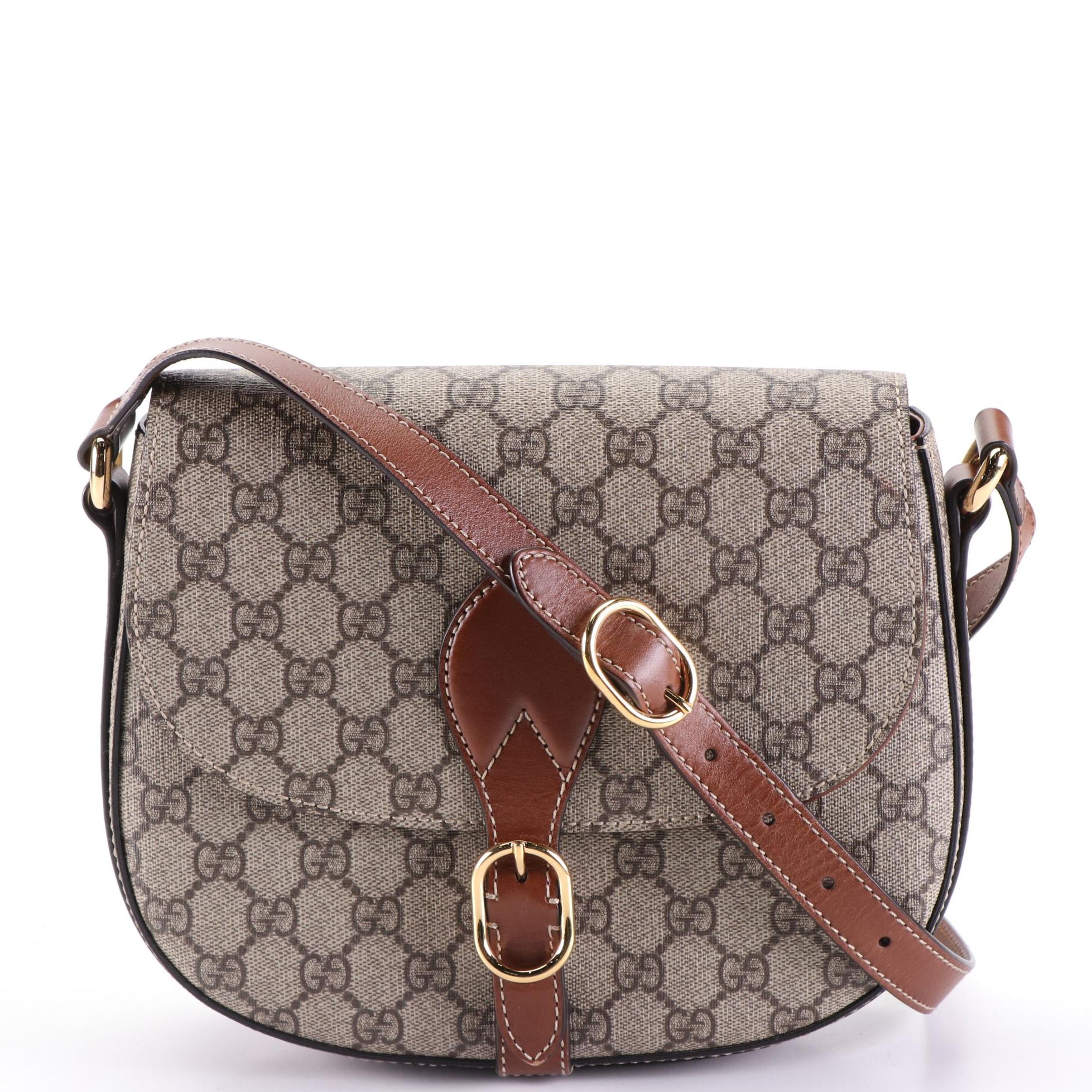 Gucci Small Messenger Shoulder Bag in GG Supreme Canvas and Leather