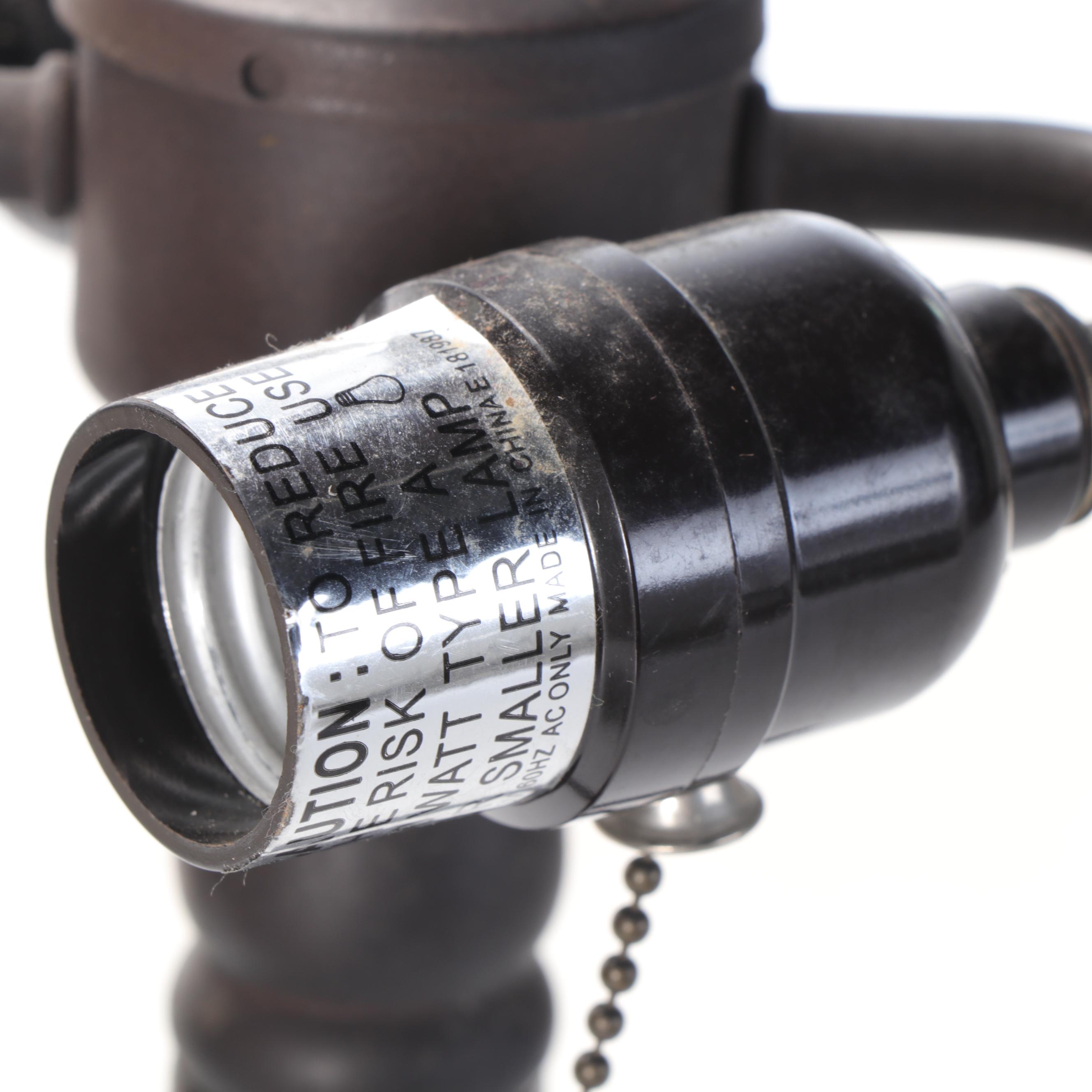 Cast Metal Tree Trunk With Slag Glass and Jeweled Shade, 21st Century