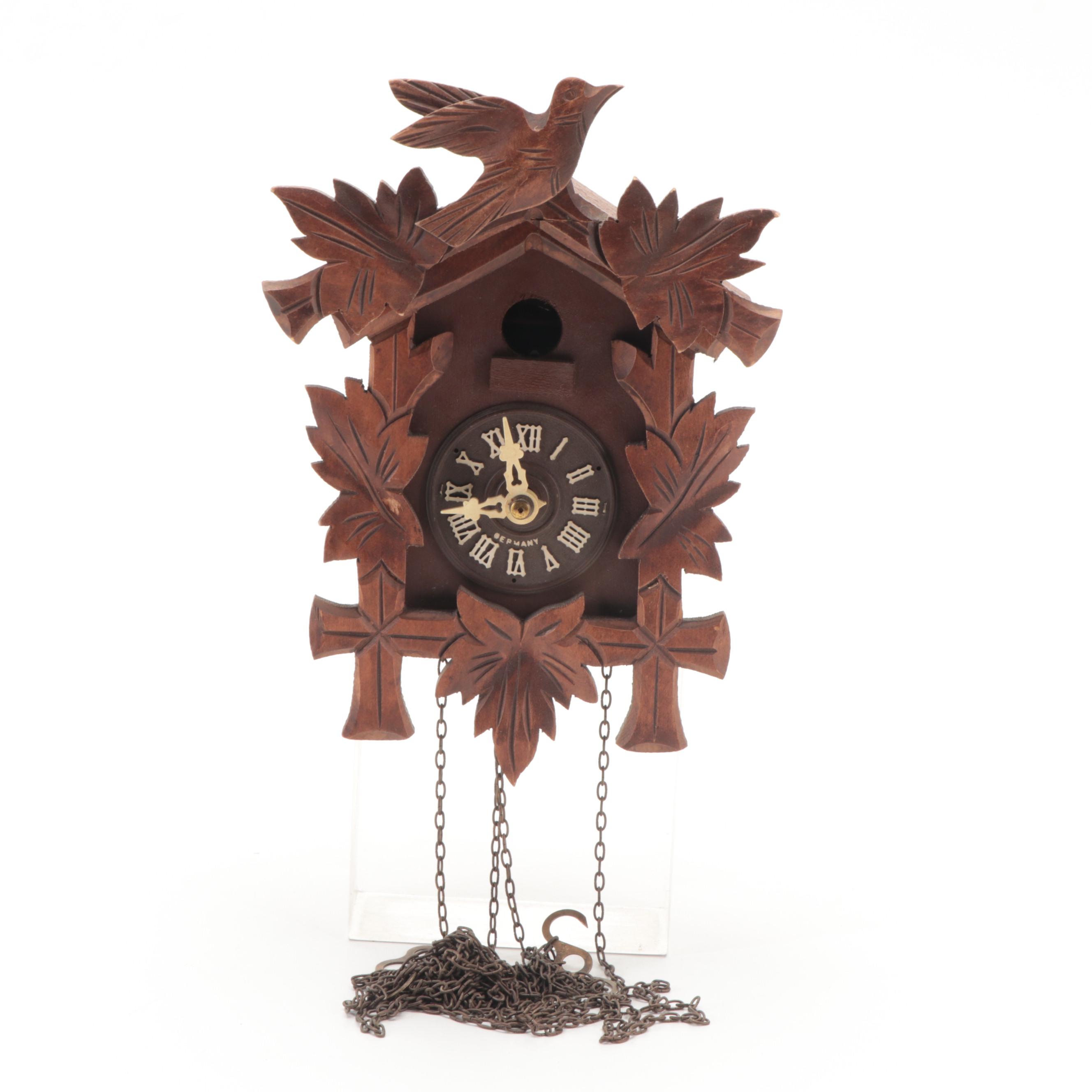 Black Forest Carved Wood Cuckoo Clock, Mid to Late 20th Century