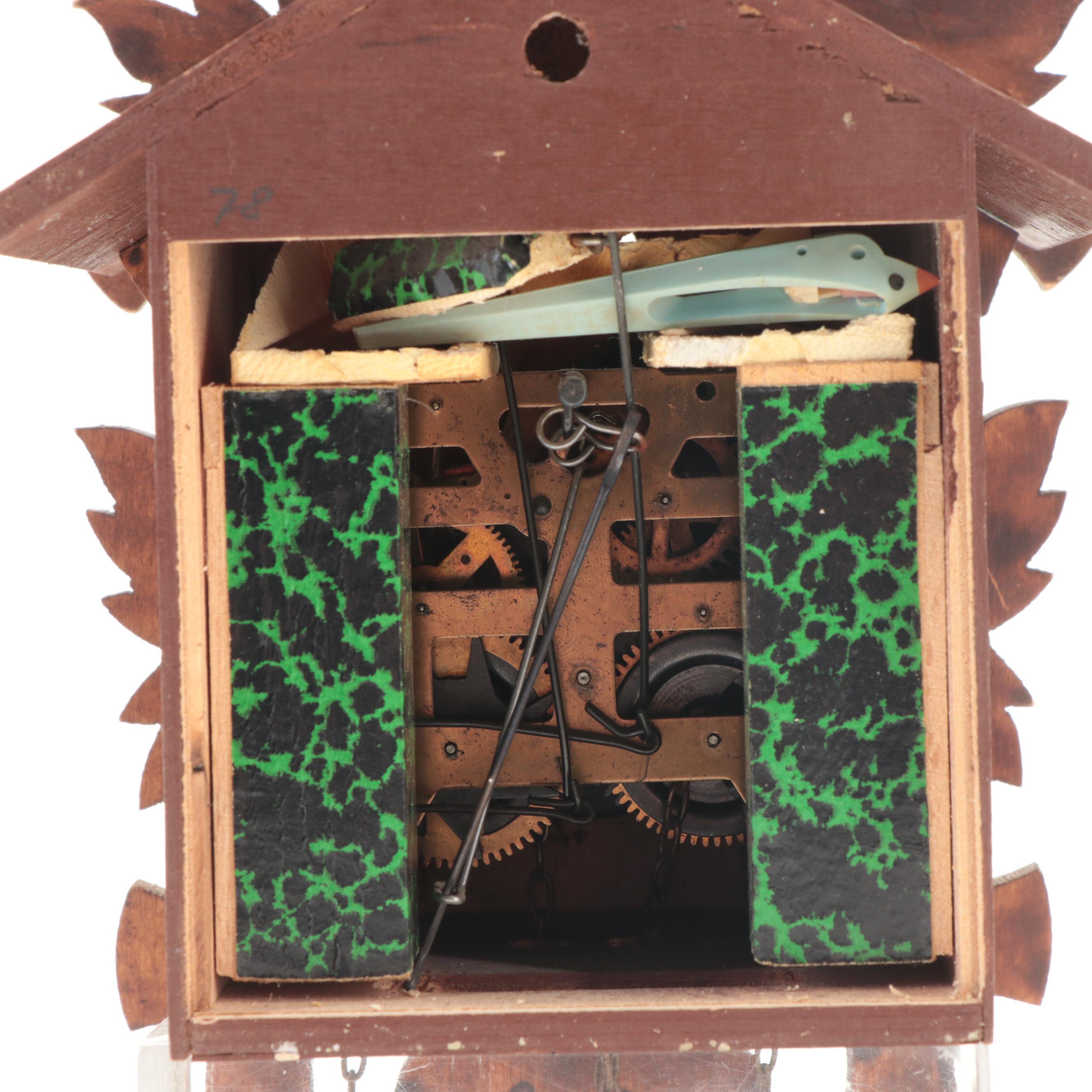 Black Forest Carved Wood Cuckoo Clock, Mid to Late 20th Century