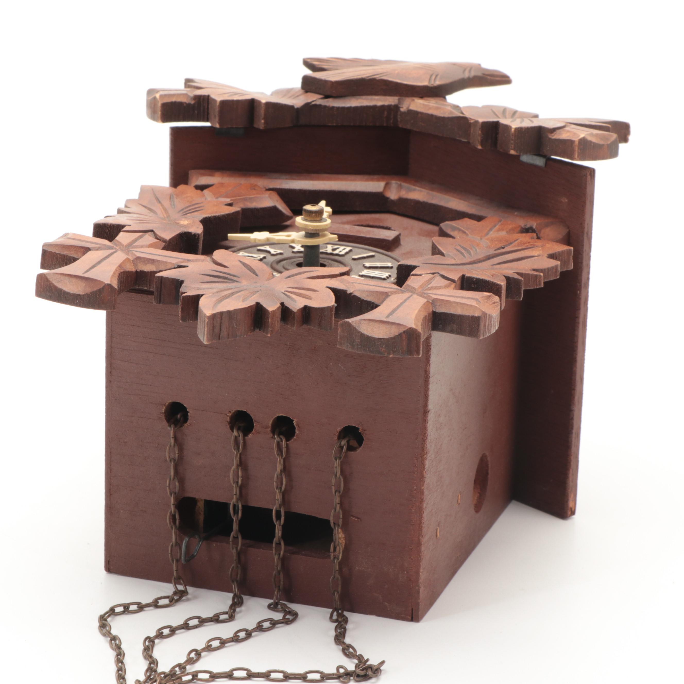 Black Forest Carved Wood Cuckoo Clock, Mid to Late 20th Century