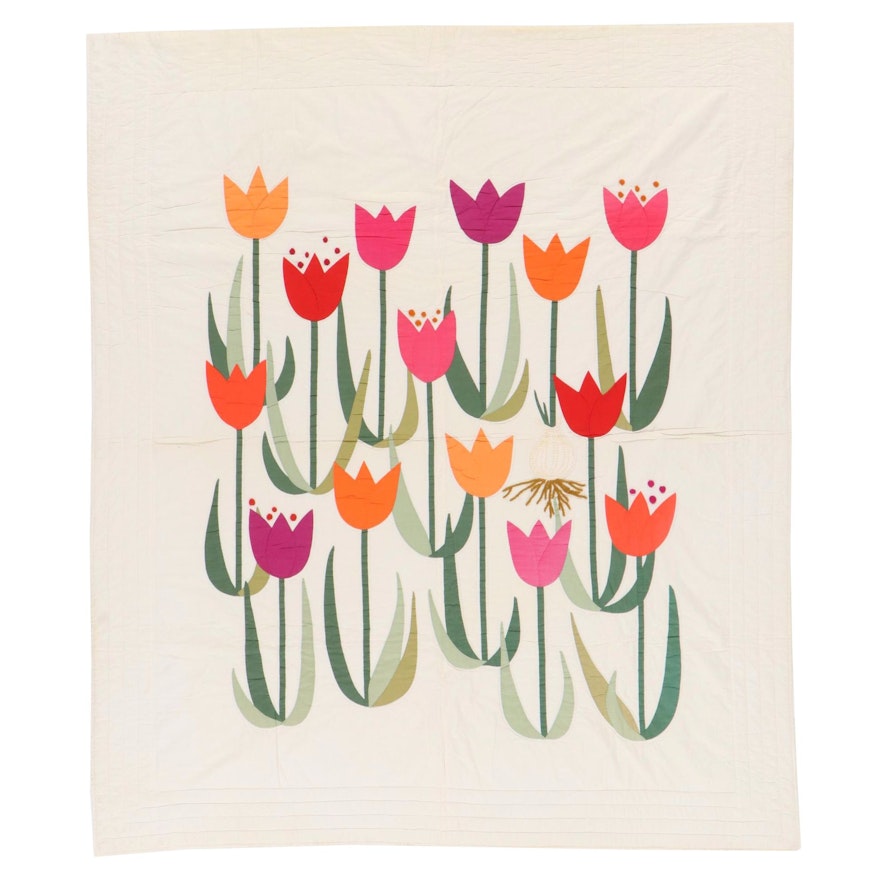 Handmade Tulip Appliqué Quilt