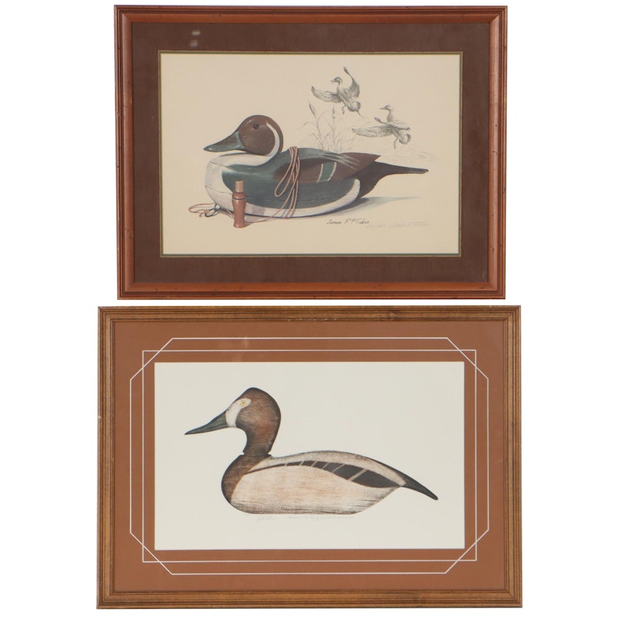 Etching and Offset Lithograph of Duck Decoys