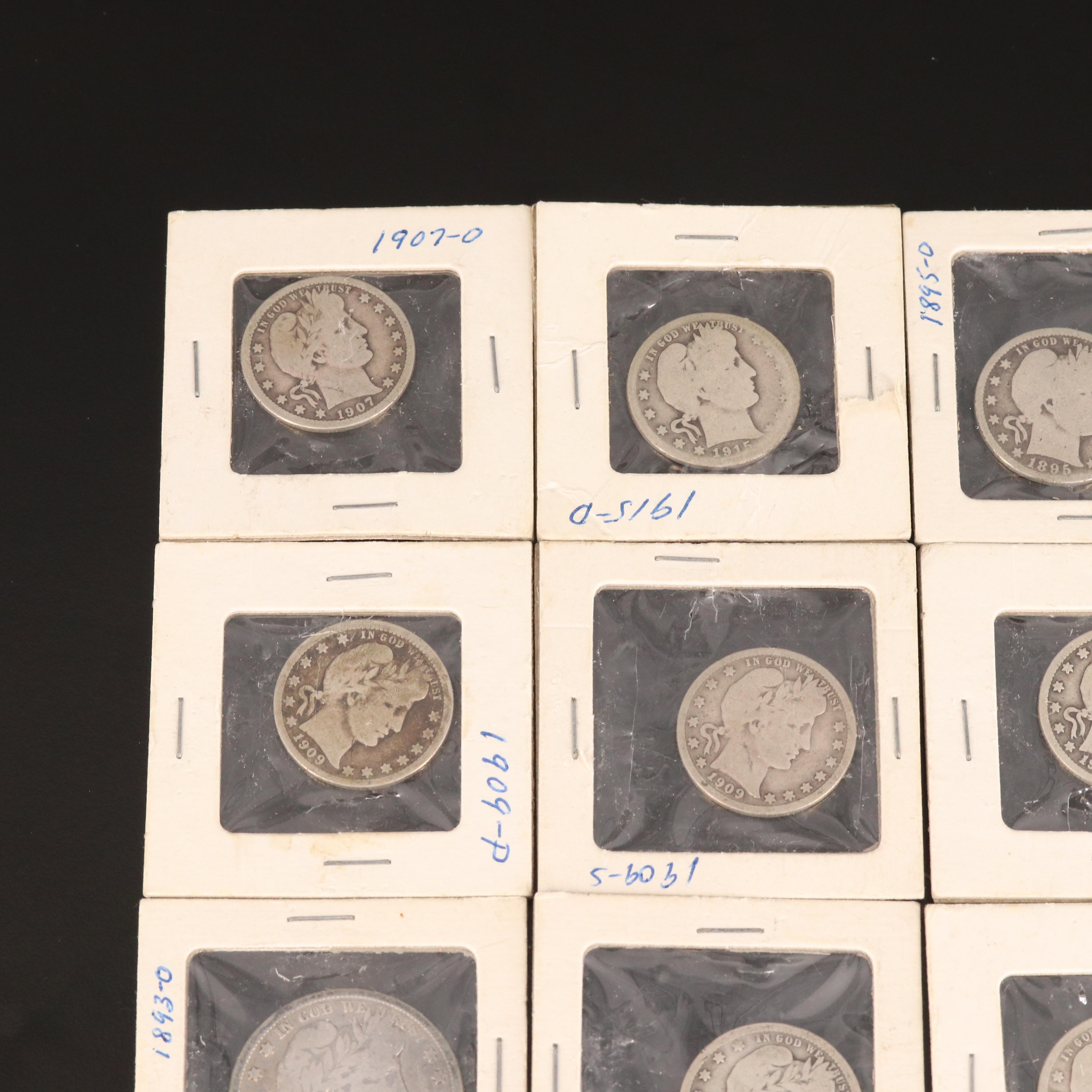 Collection of Thirteen Barber Silver Coins
