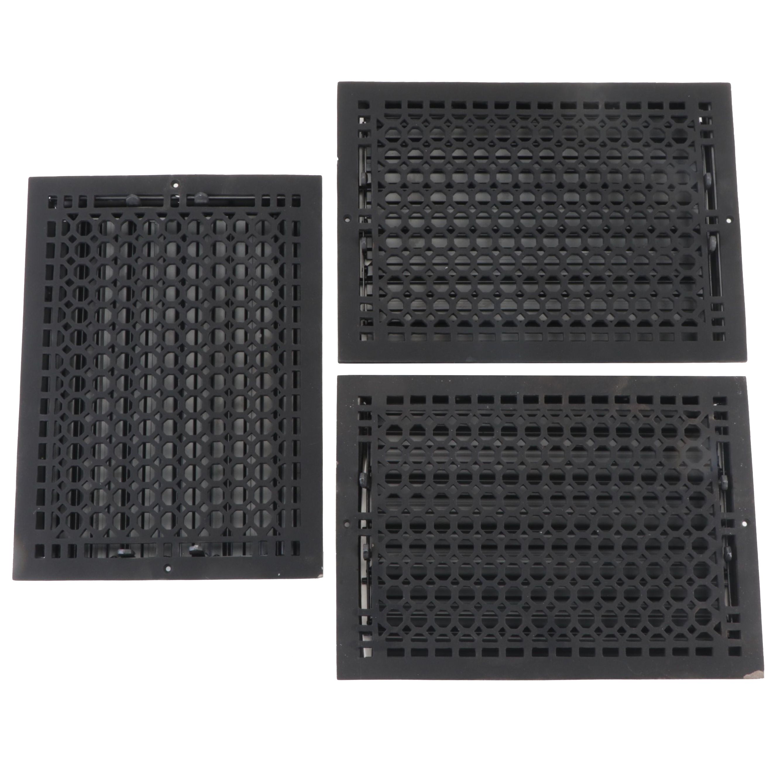 Three Black Cast Iron Wall Air Registers