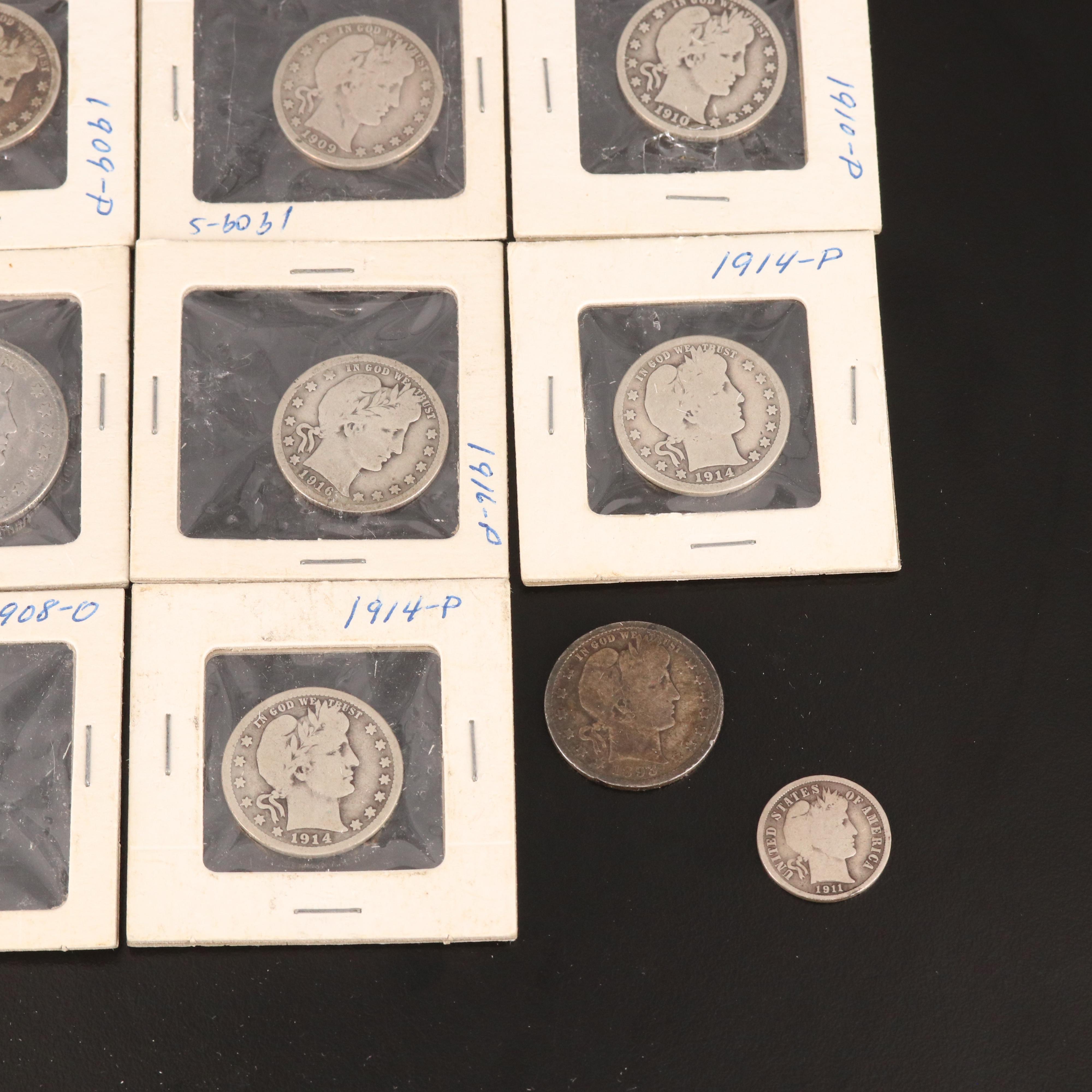 Collection of Thirteen Barber Silver Coins