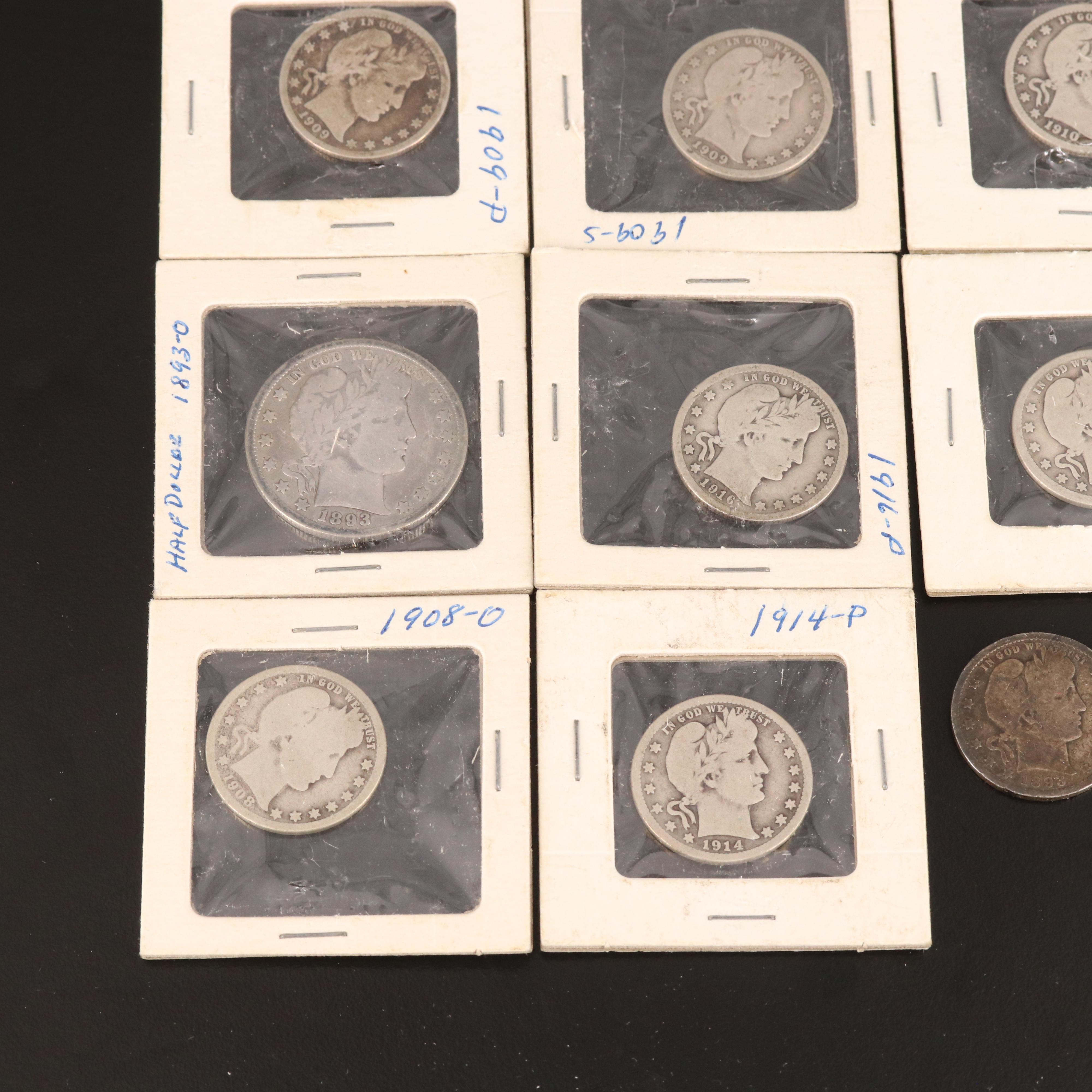 Collection of Thirteen Barber Silver Coins