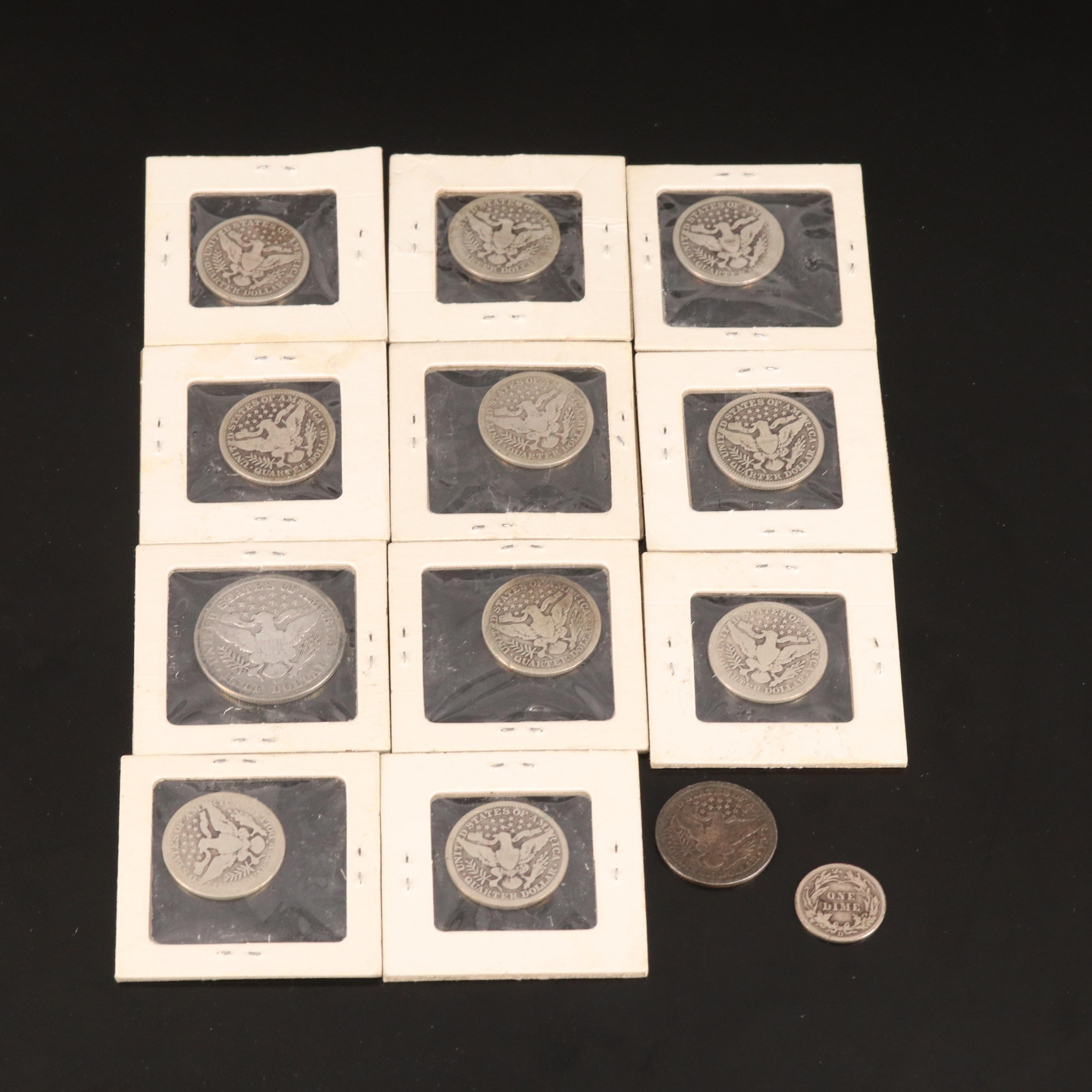 Collection of Thirteen Barber Silver Coins