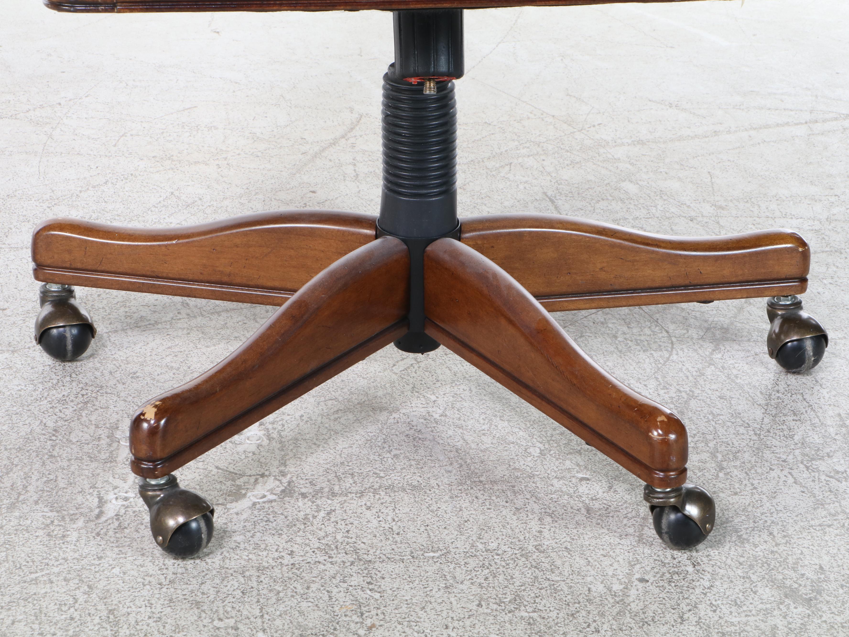 Drexel-Heritage "Bernay Collection" Hardwood and Leather Swivel-Tilt Desk Chair