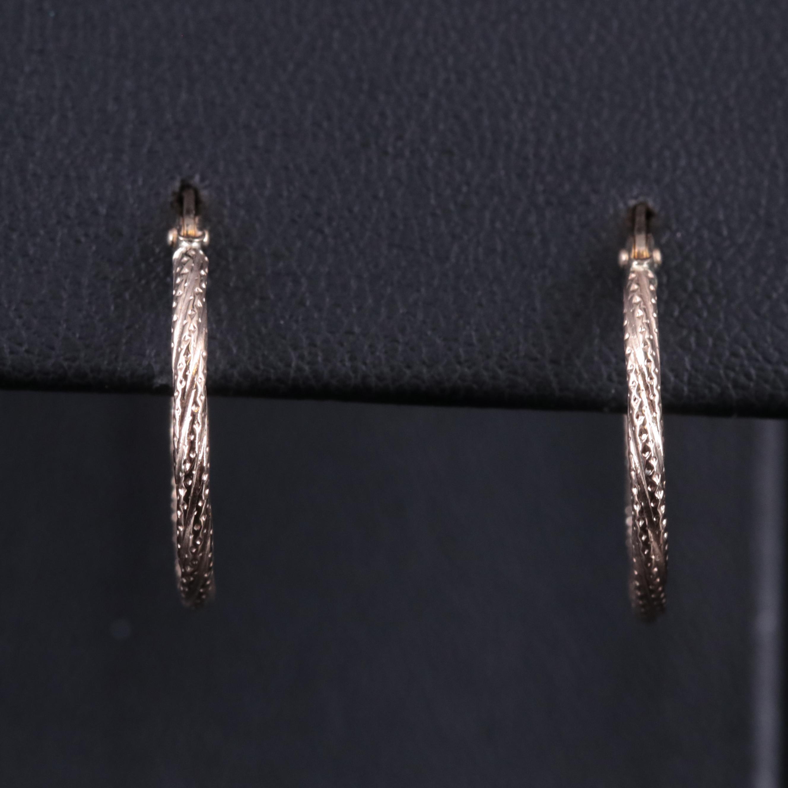 14K Hoop Earrings With Twist Motif