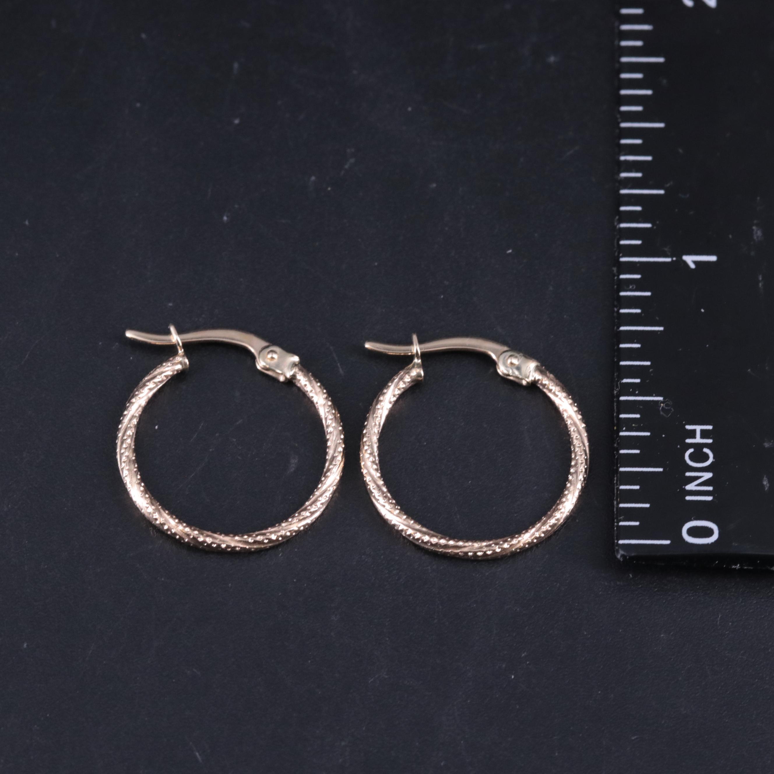 14K Hoop Earrings With Twist Motif