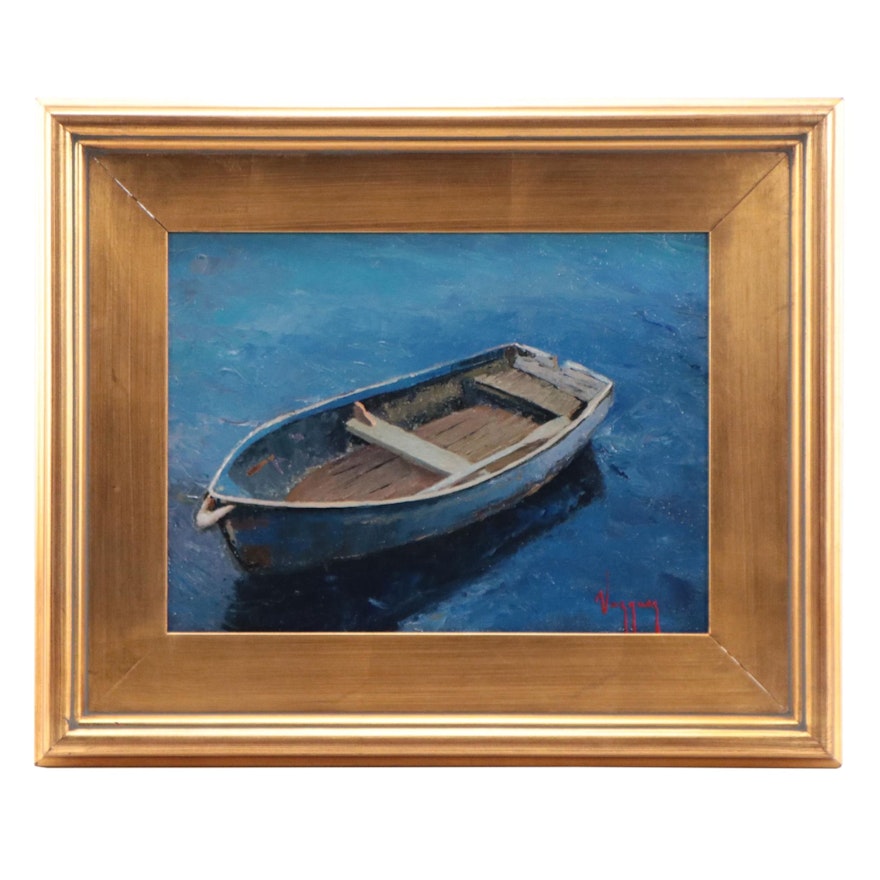 Marcus Vazquez Oil Painting of Rowboat, 2022