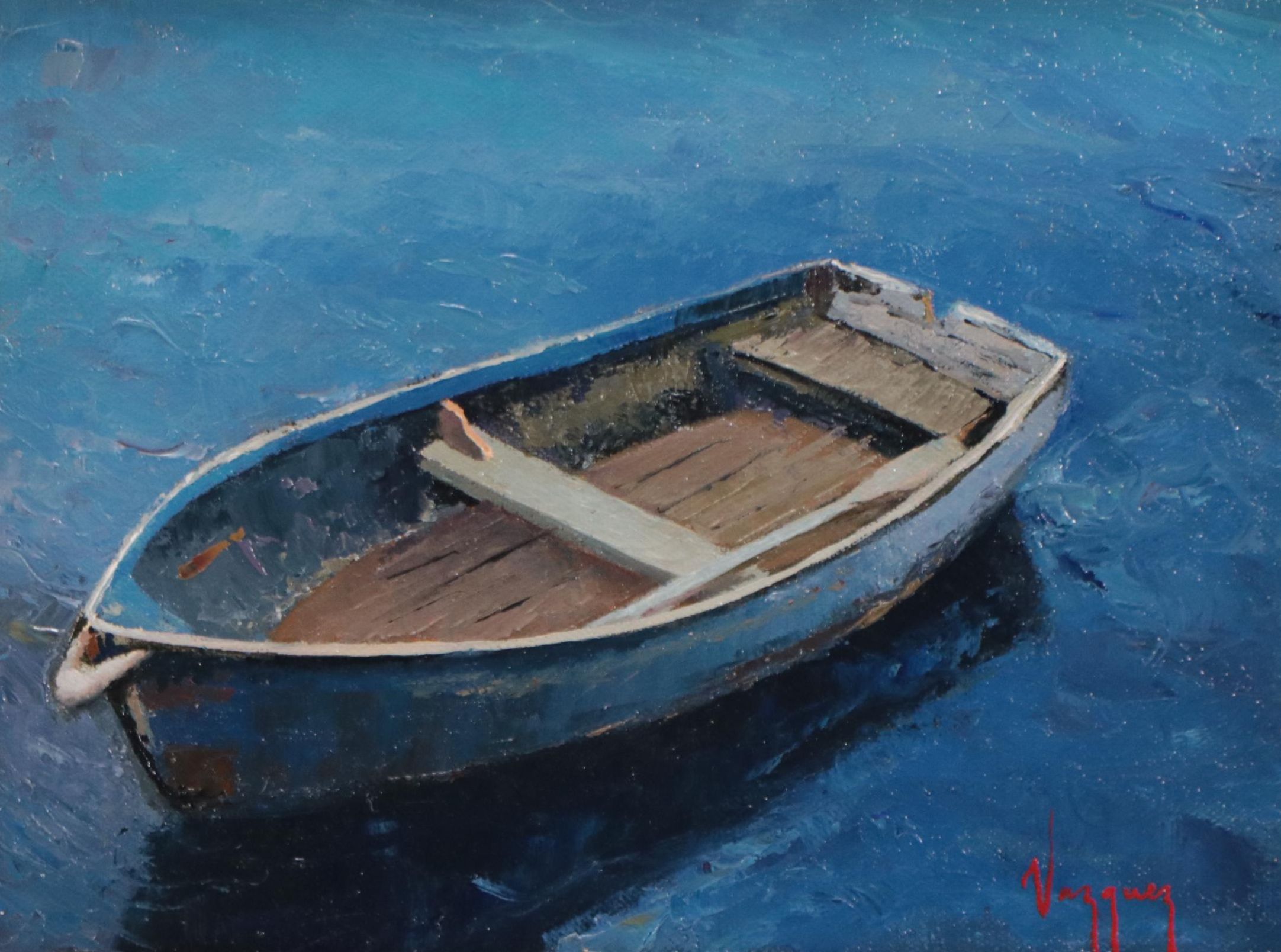 Marcus Vazquez Oil Painting of Rowboat, 2022