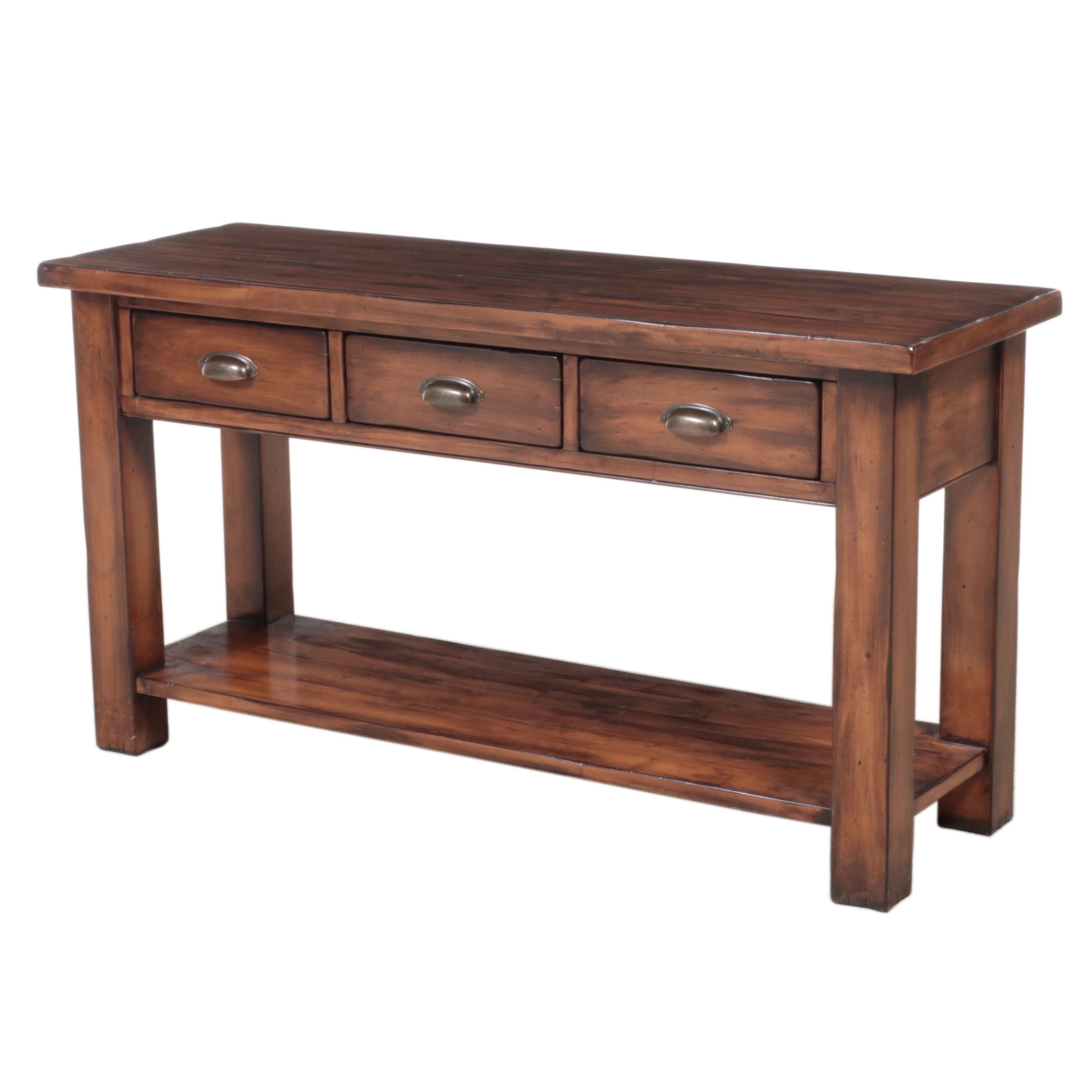 Pottery Barn "Morgan" Hardwood Three-Drawer Console Table