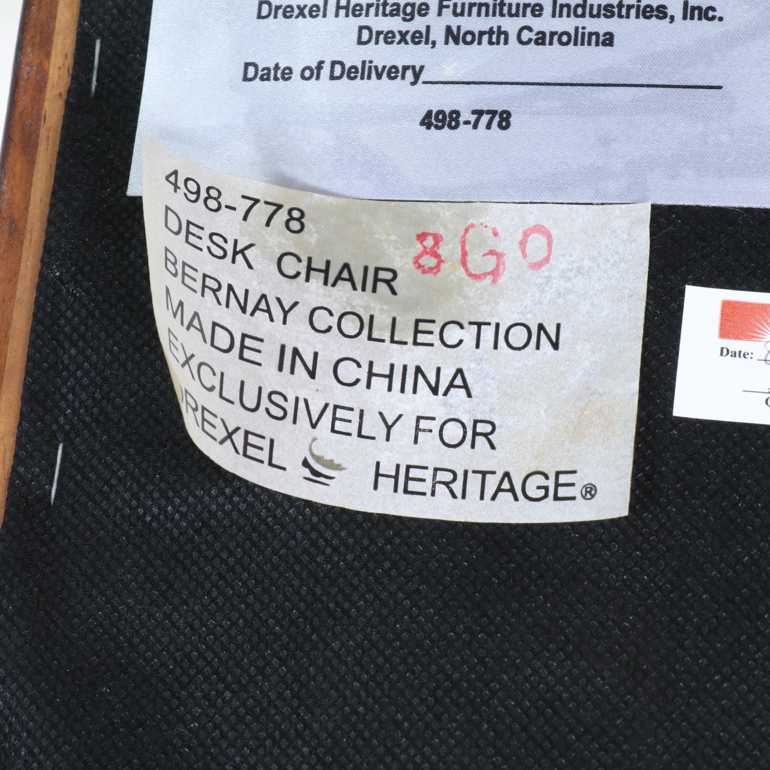 Drexel-Heritage "Bernay Collection" Hardwood and Leather Swivel-Tilt Desk Chair