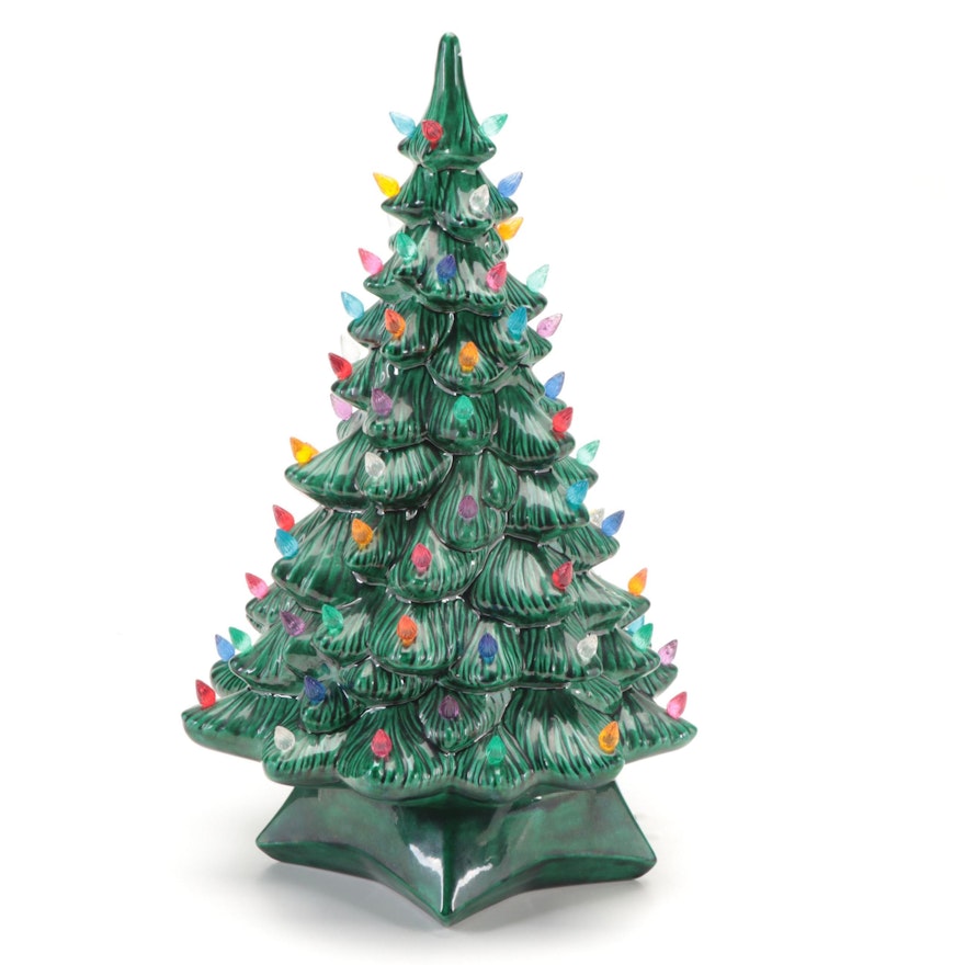 Holland Mold Illuminated Ceramic Christmas Tree, Mid to Late 20th Century