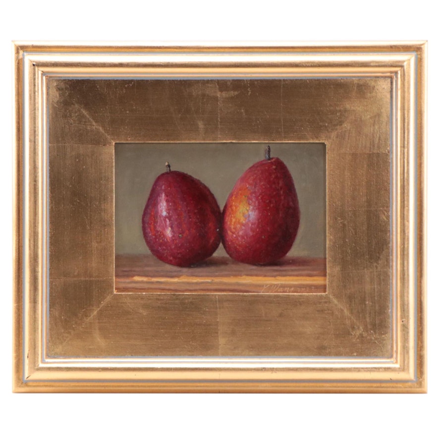 Youqing Wang Still Life Oil Painting of Pears, 2022