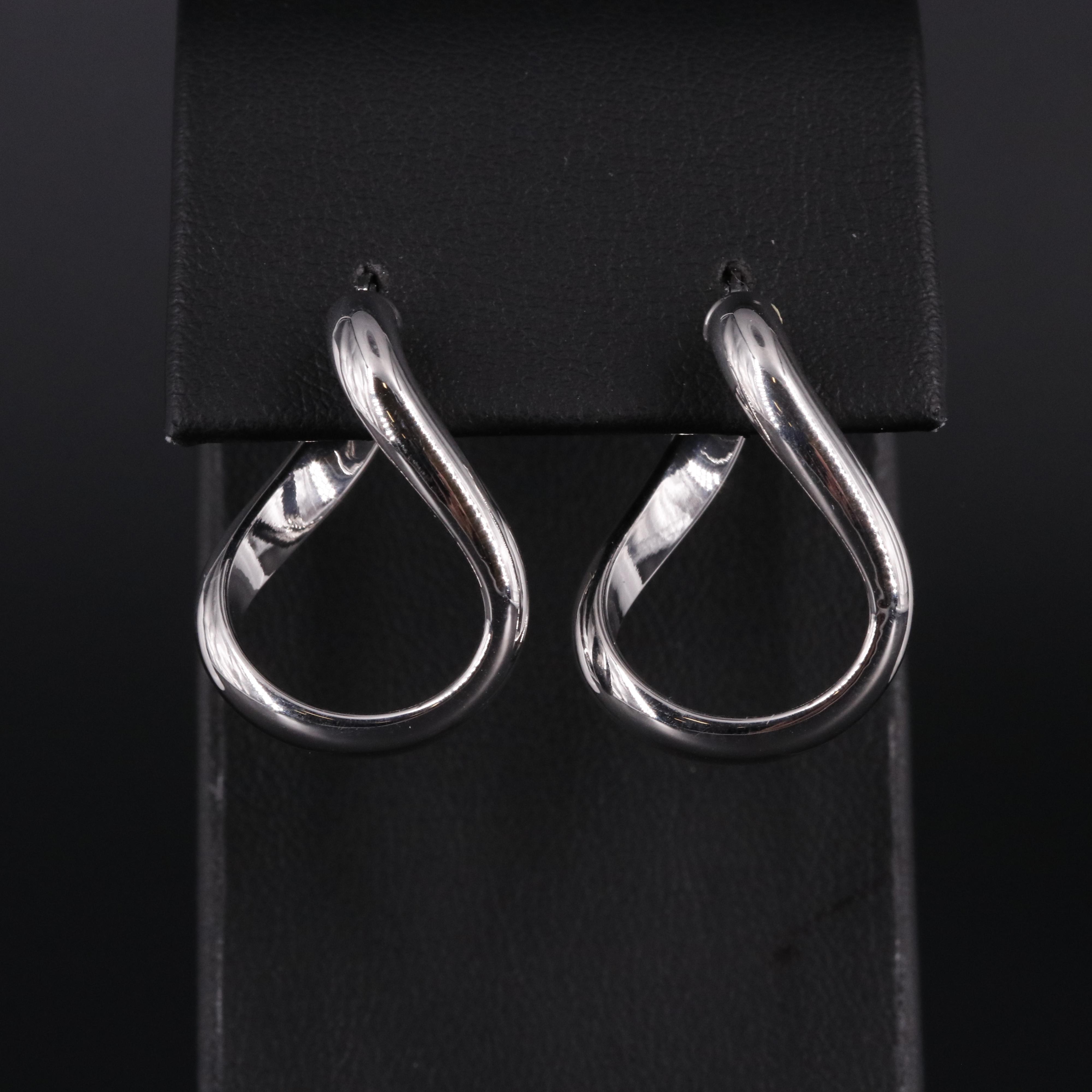14K Twisted Oval Hoop Latch Back Earrings