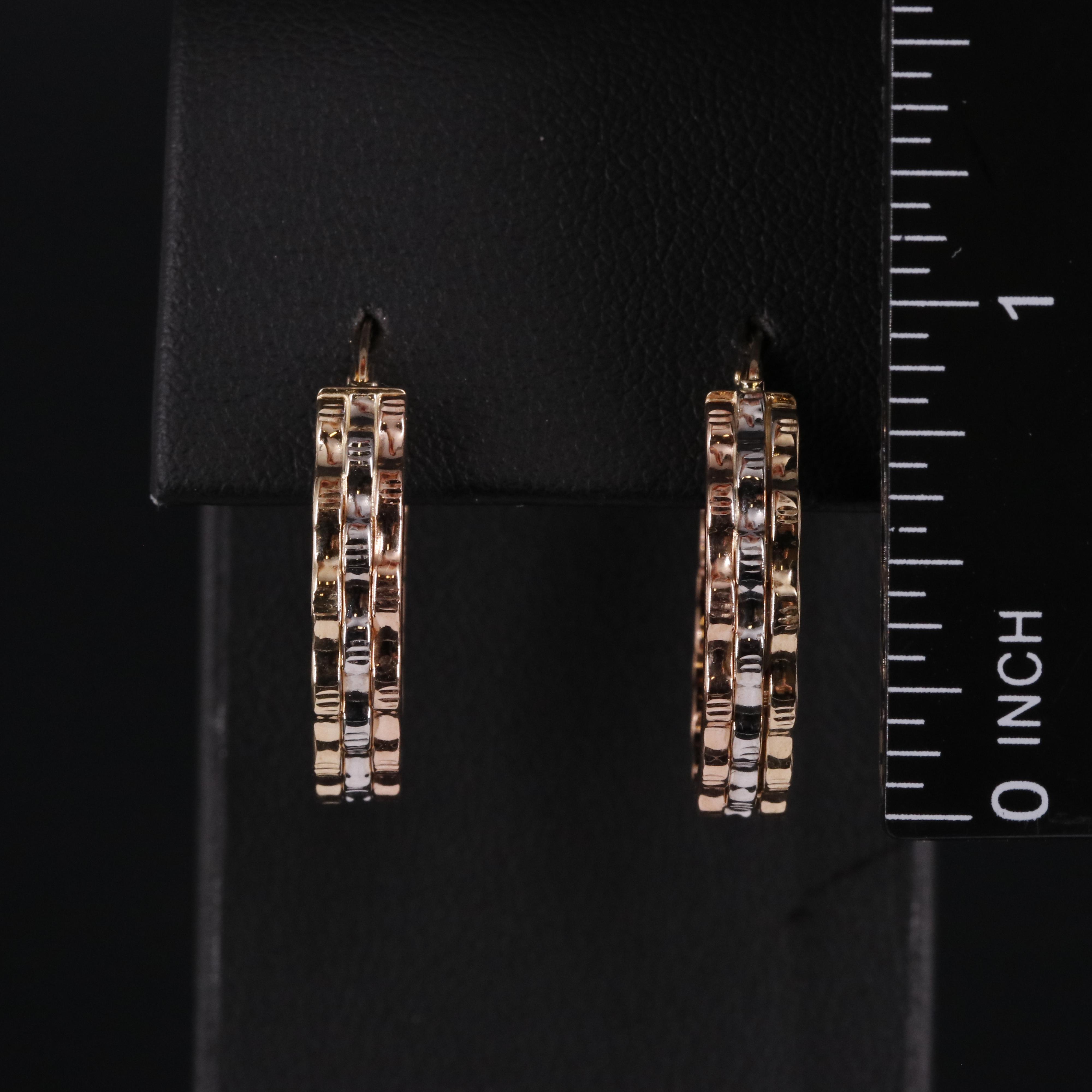 14K Multicolor Ripple Hoop Earrings