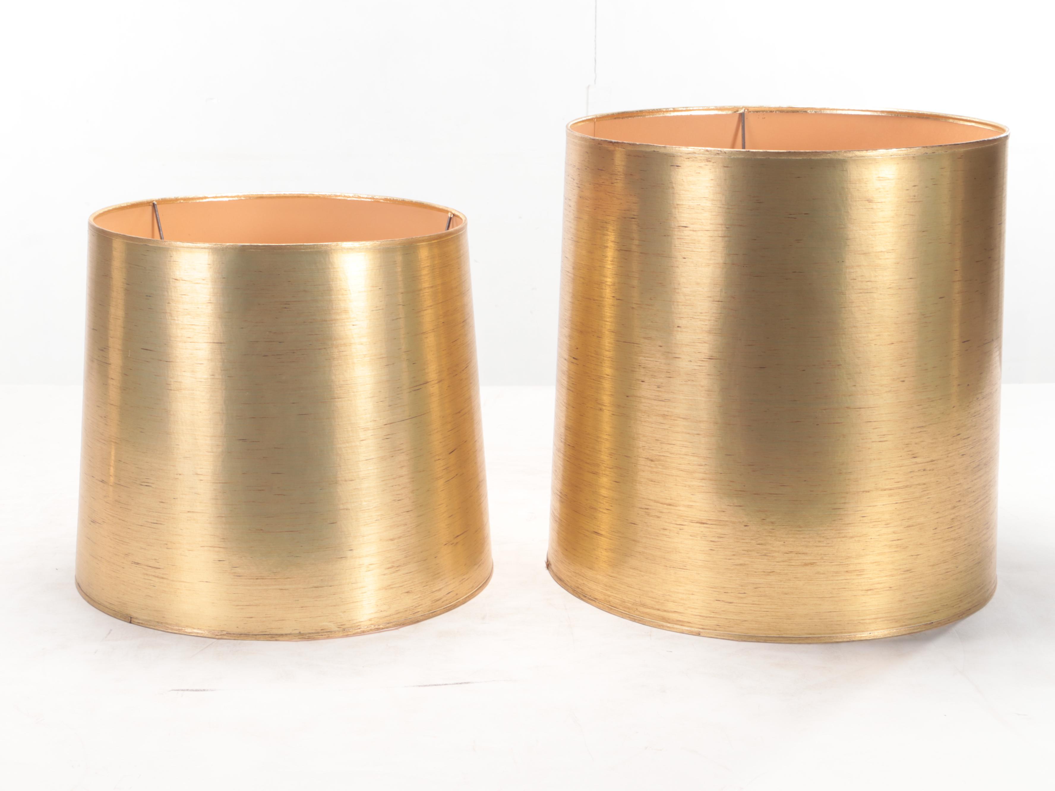 Ceramic Vase Lamp With Two Gold Foil Paper Shades, Mid-20th Century