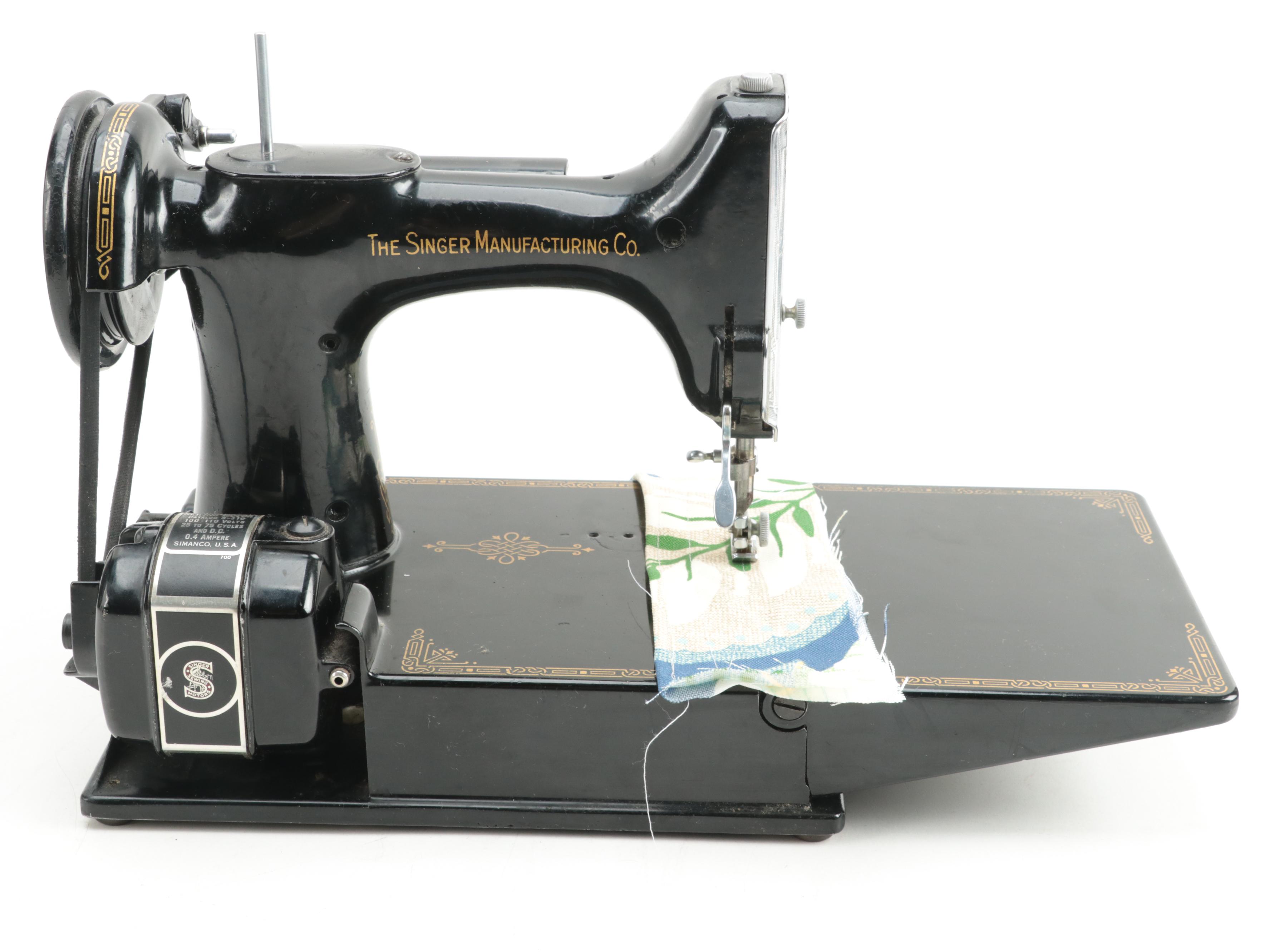 Singer Model 15-91 Electric Sewing Machine with Case and Accessories, 1941