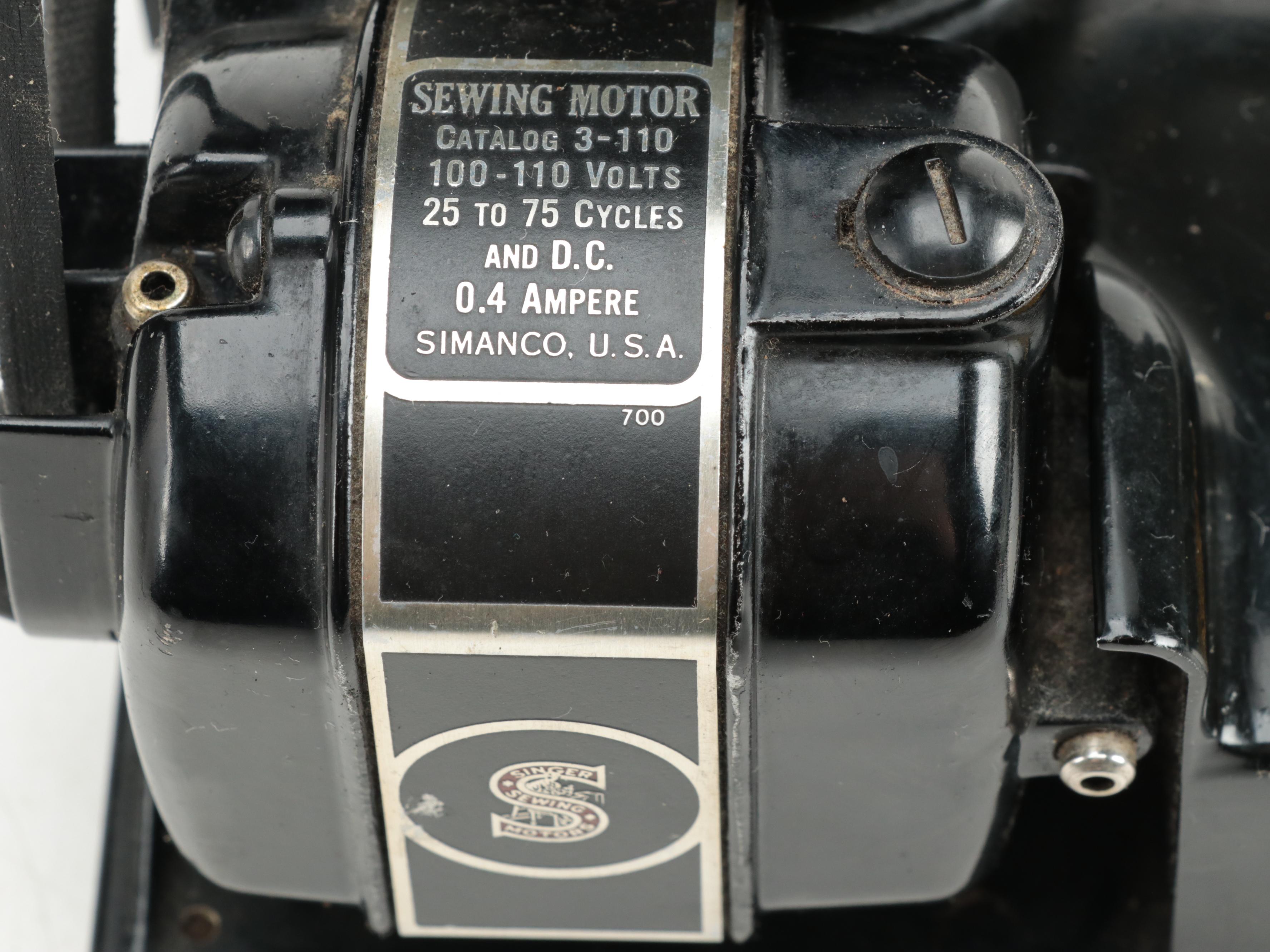 Singer Model 15-91 Electric Sewing Machine with Case and Accessories, 1941